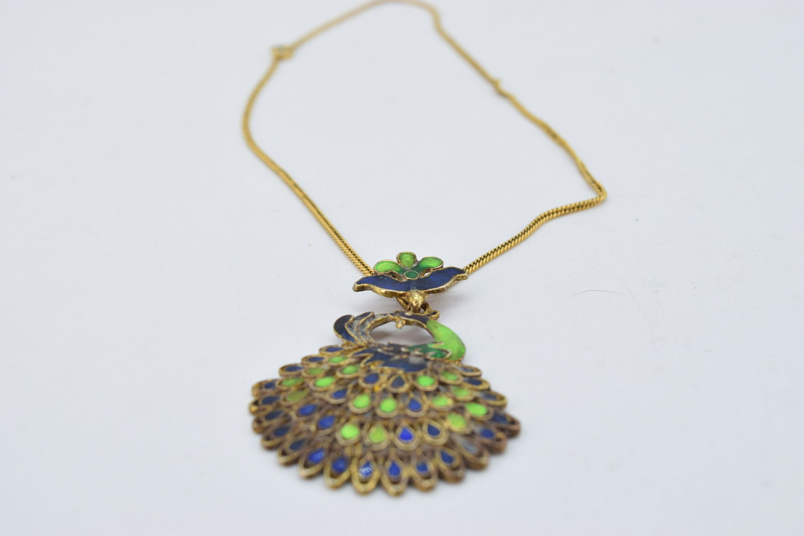 Vintage Articulated Peacock Pendant with Hand Painted (1 of 3)