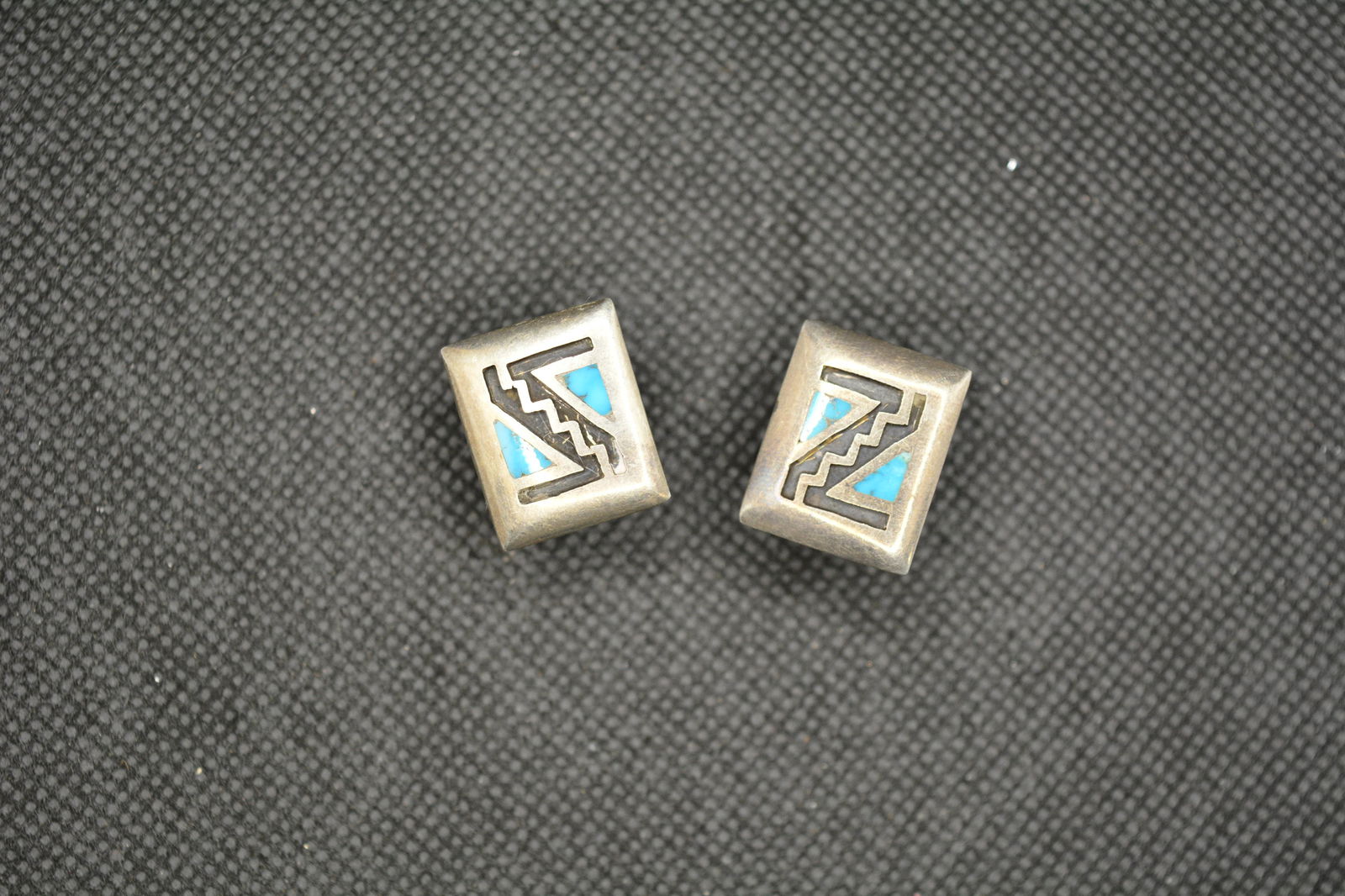 Navajo Sterling Silver & Turquoise Inlay Cuff Links (1 of 3)