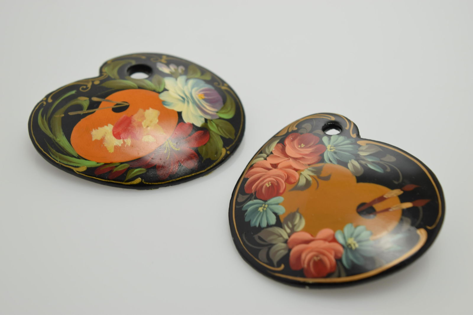 Vintage Hand Painted Lacquer Brooches (1 of 3)