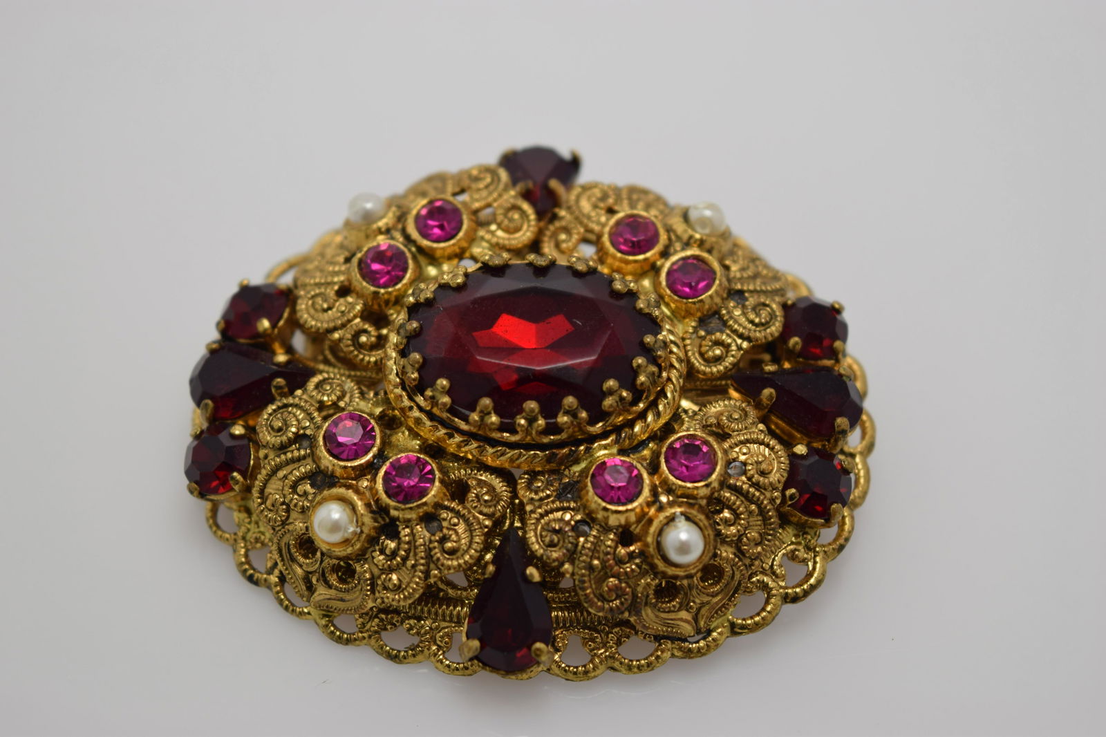 Vintage W. Germany Brooch with Red Stones (1 of 6)