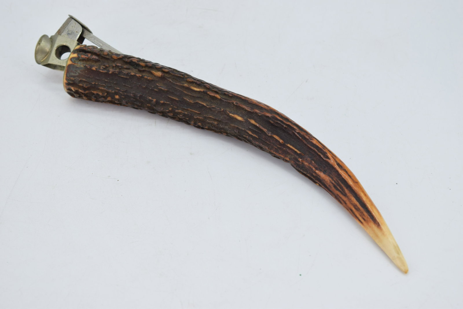 Antique Stag Antler Handled Gentleman's Cigar Cutter: marked M.W. & Co. LTD, approx. 11 1/4 inches long
