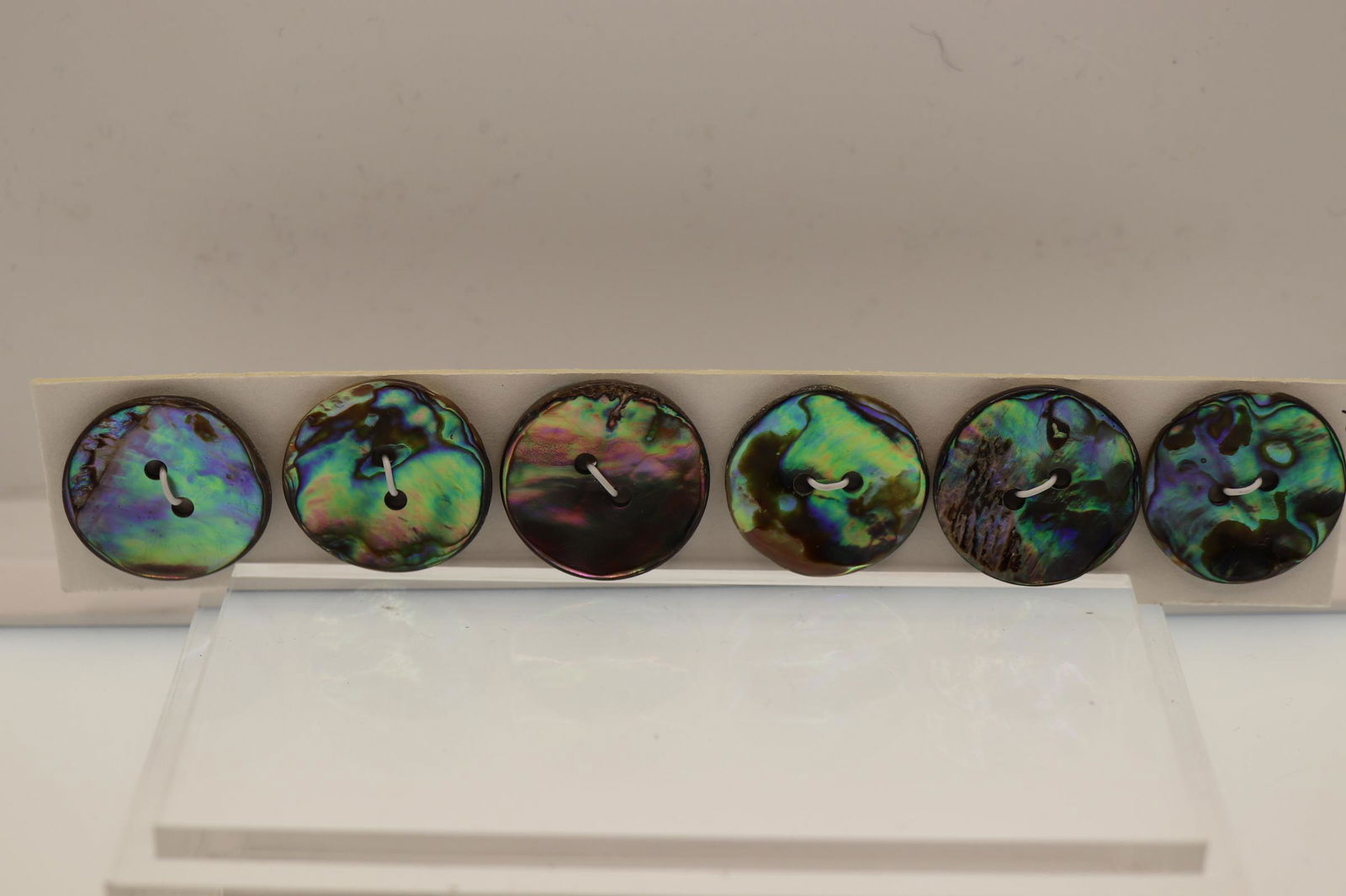 Lot of 6 Real Abalone Shell Buttons: timeless but 1990's, 1 inch wide