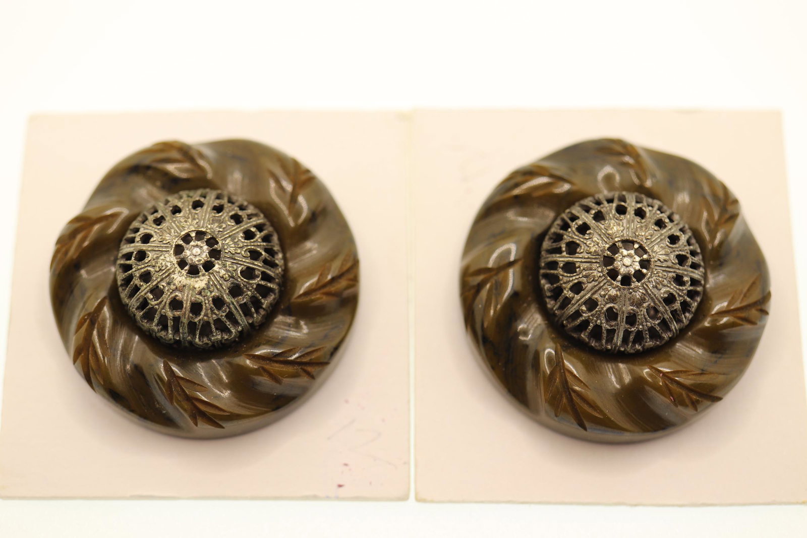 Pair of 1930's Bakelite & Brass Coat Buttons: nice pair, 1 1/2 inch