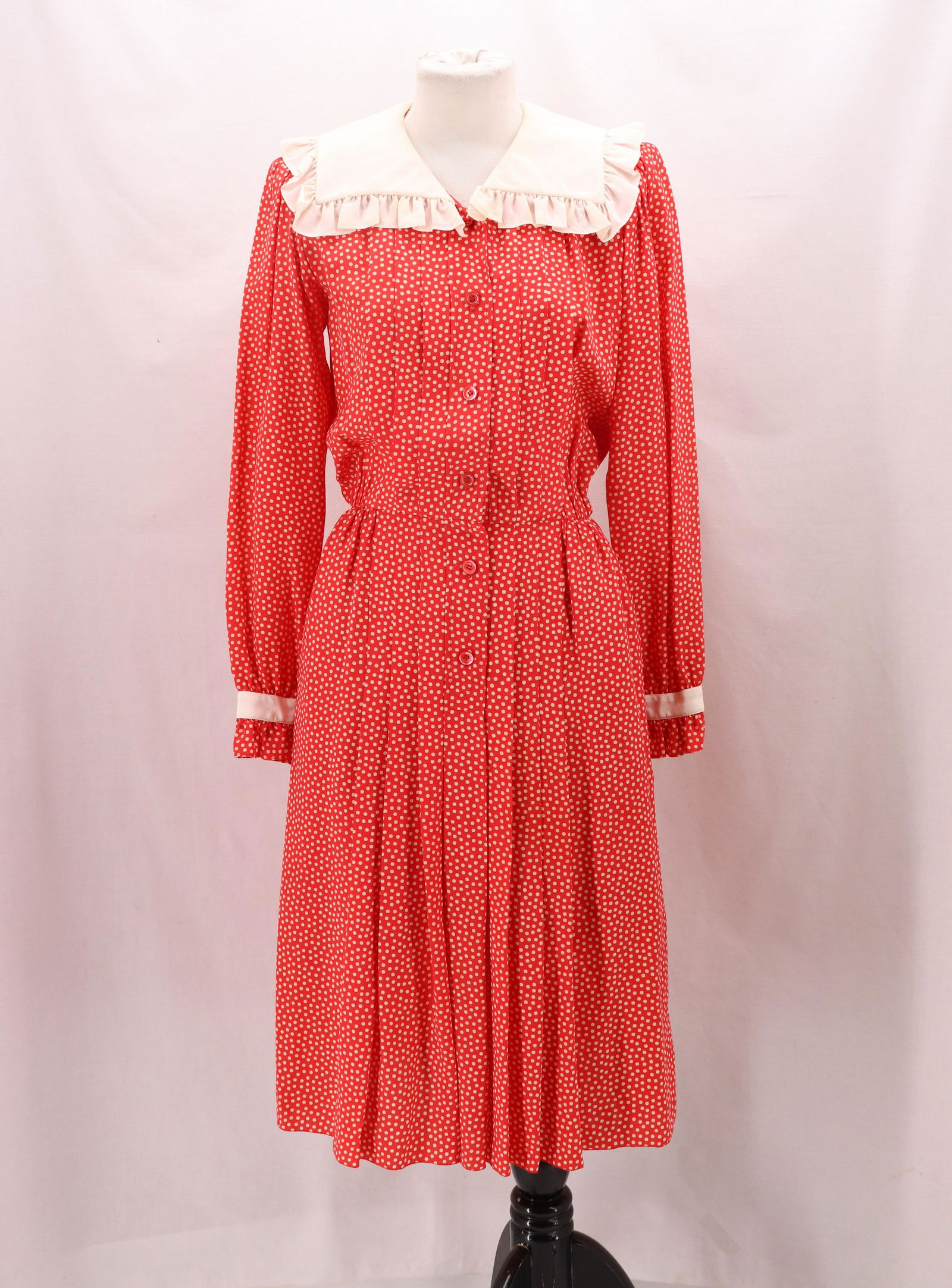 Vintage 1980's Yves Saint Laurent, Red Silk Polka-dot (1 of 10)