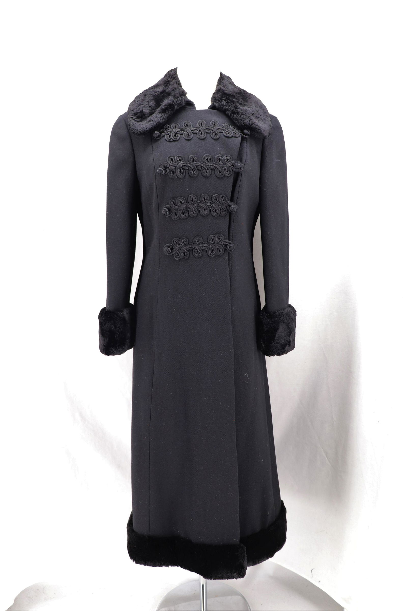 Vintage 1960's BONWIT TELLER, Black Wool & Fur Coat (1 of 10)