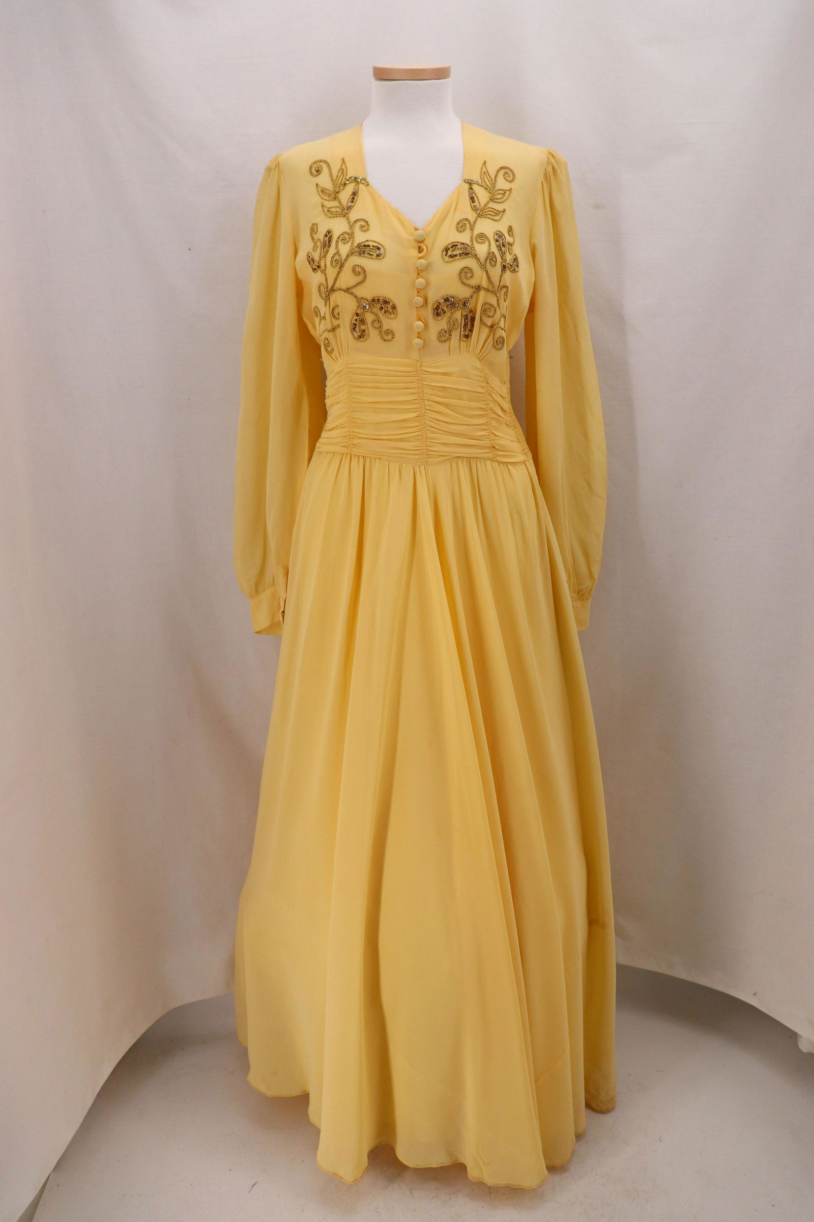 Vintage 1940's Full Length Sheer Gown (1 of 13)