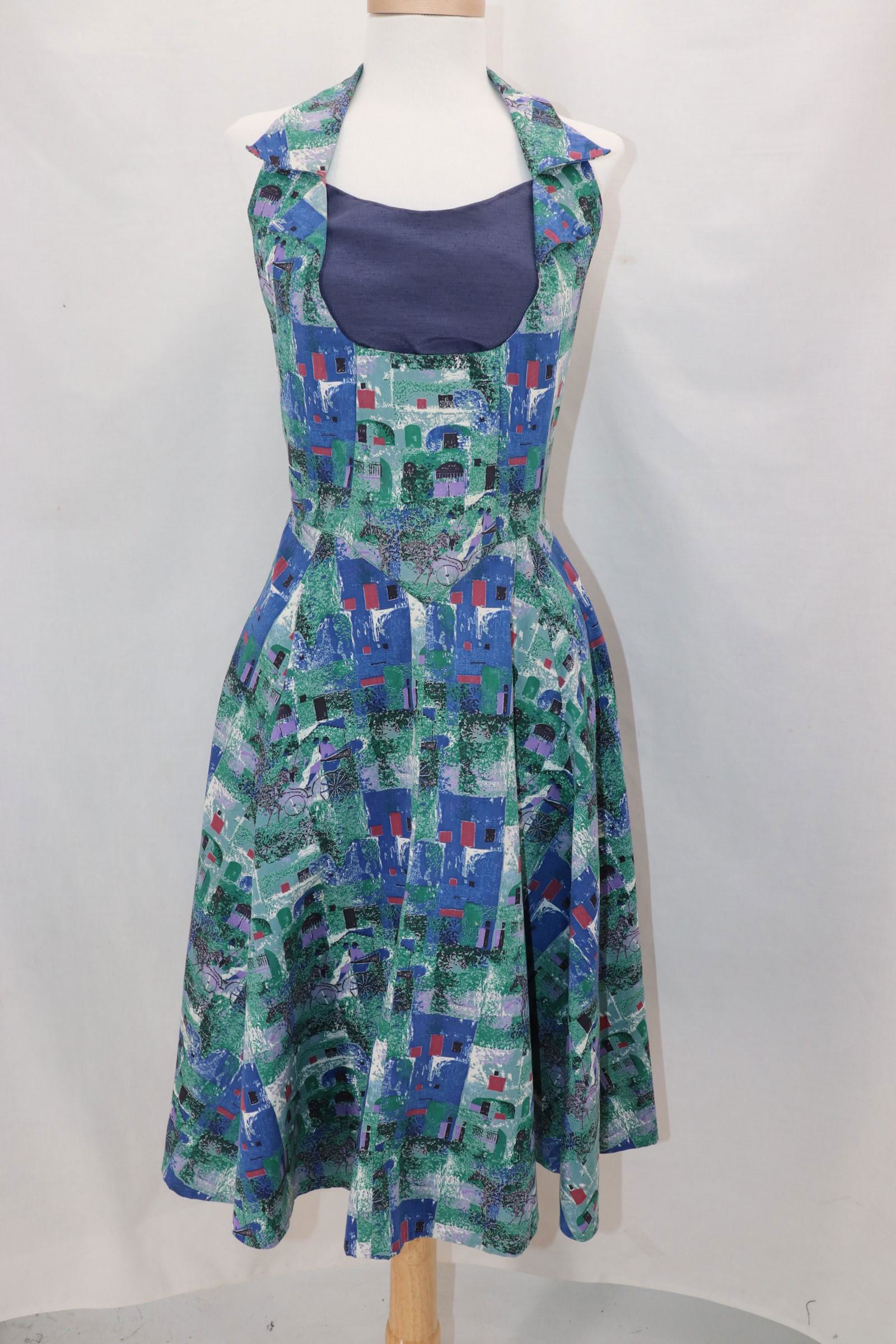 Vintage 1950s Novelty Print Halter Dress (1 of 5)