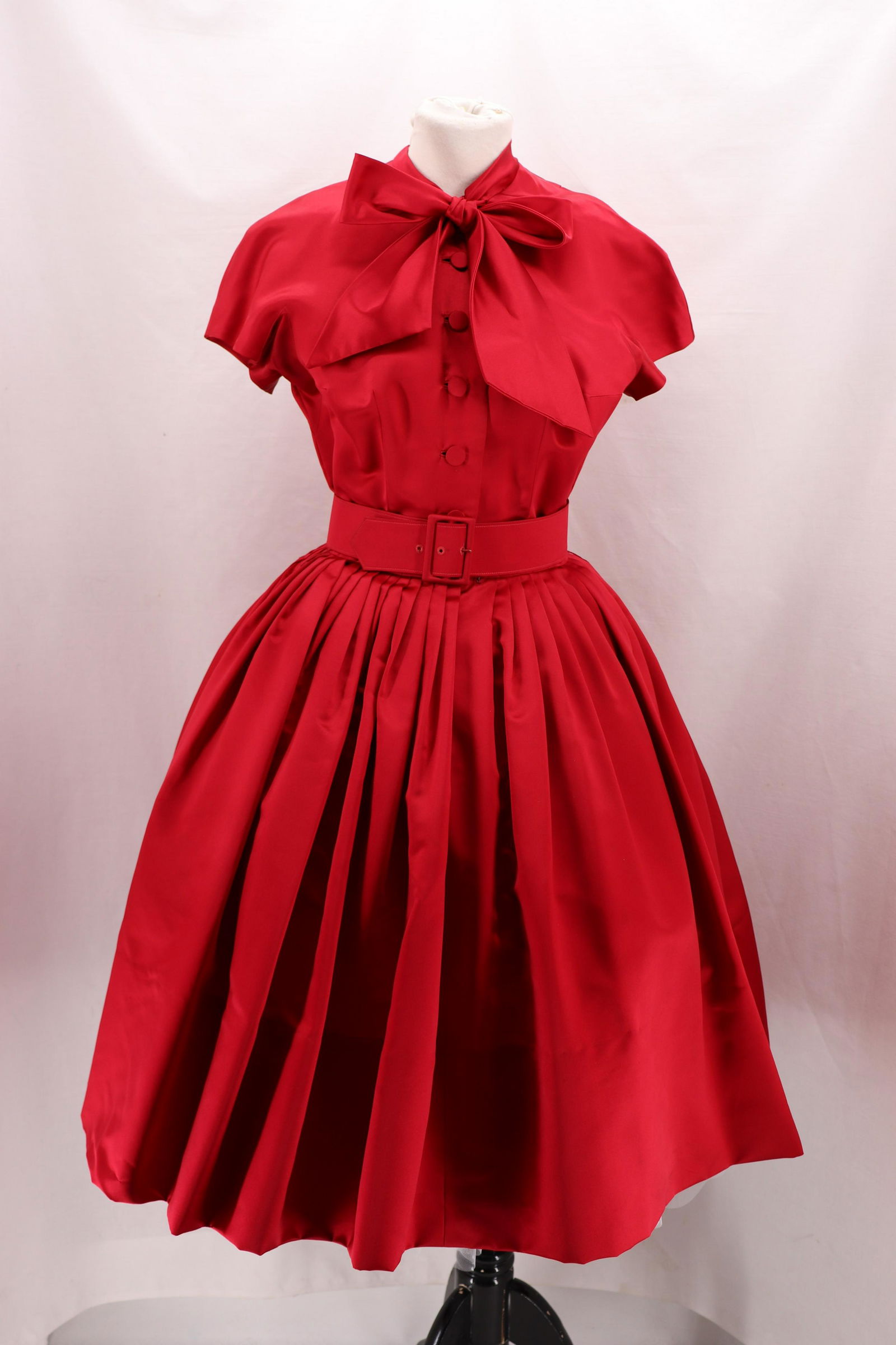 Vintage 1950's ADELE SIMPSON Red Satin Party Dress (1 of 8)