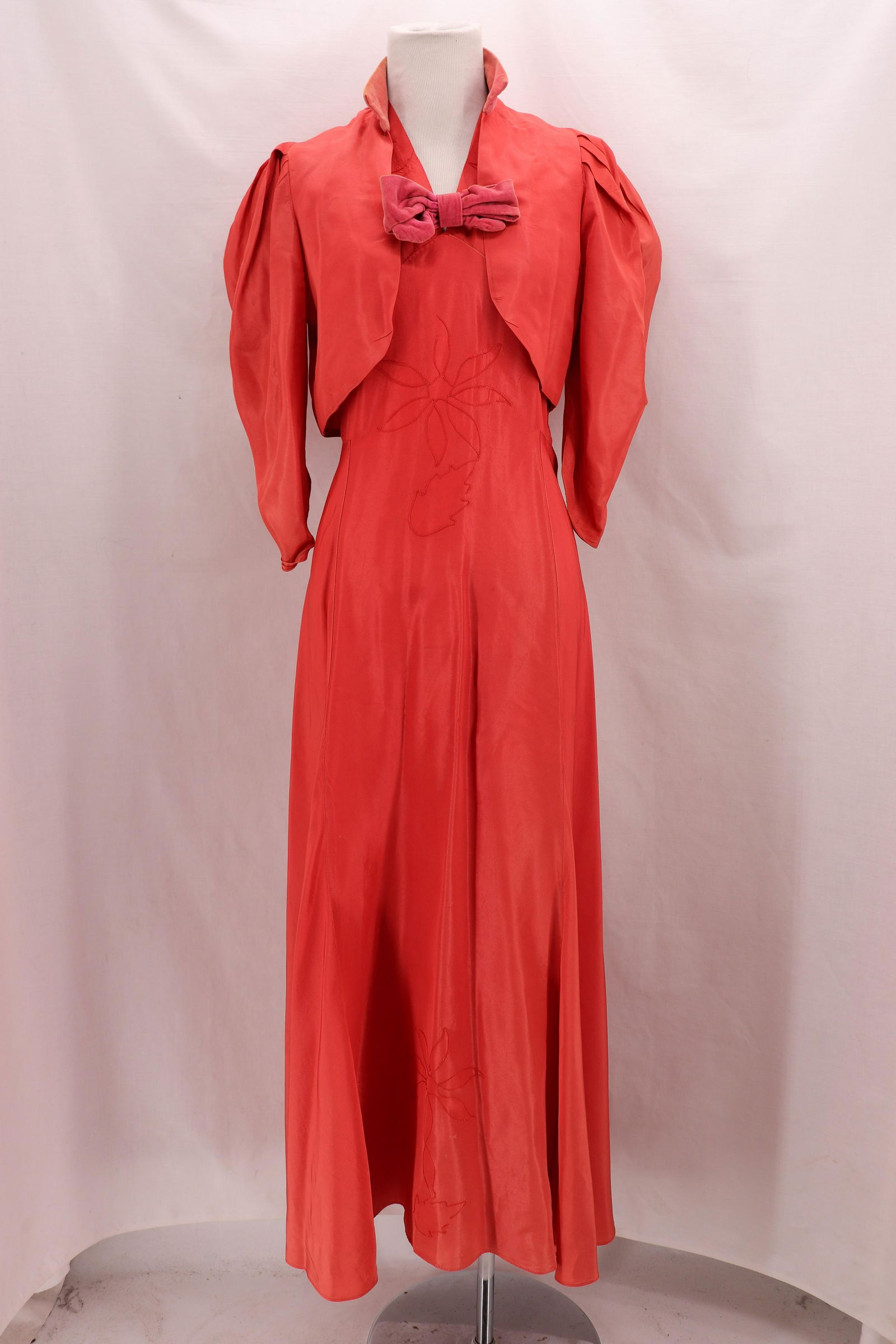 Vintage 1930's Taffeta Halter Gown with Jacket (1 of 14)