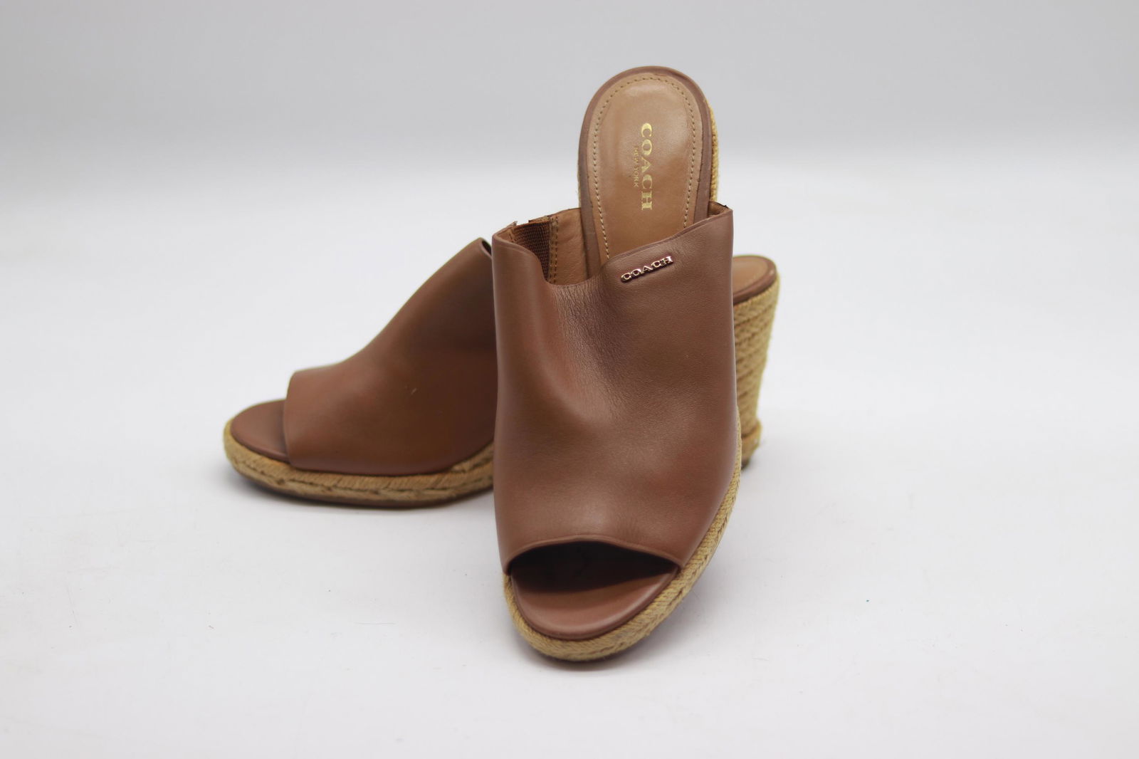 Vintage COACH Sandals: leather uppers with braided rope heels, size 9B, slightly worn, good condition