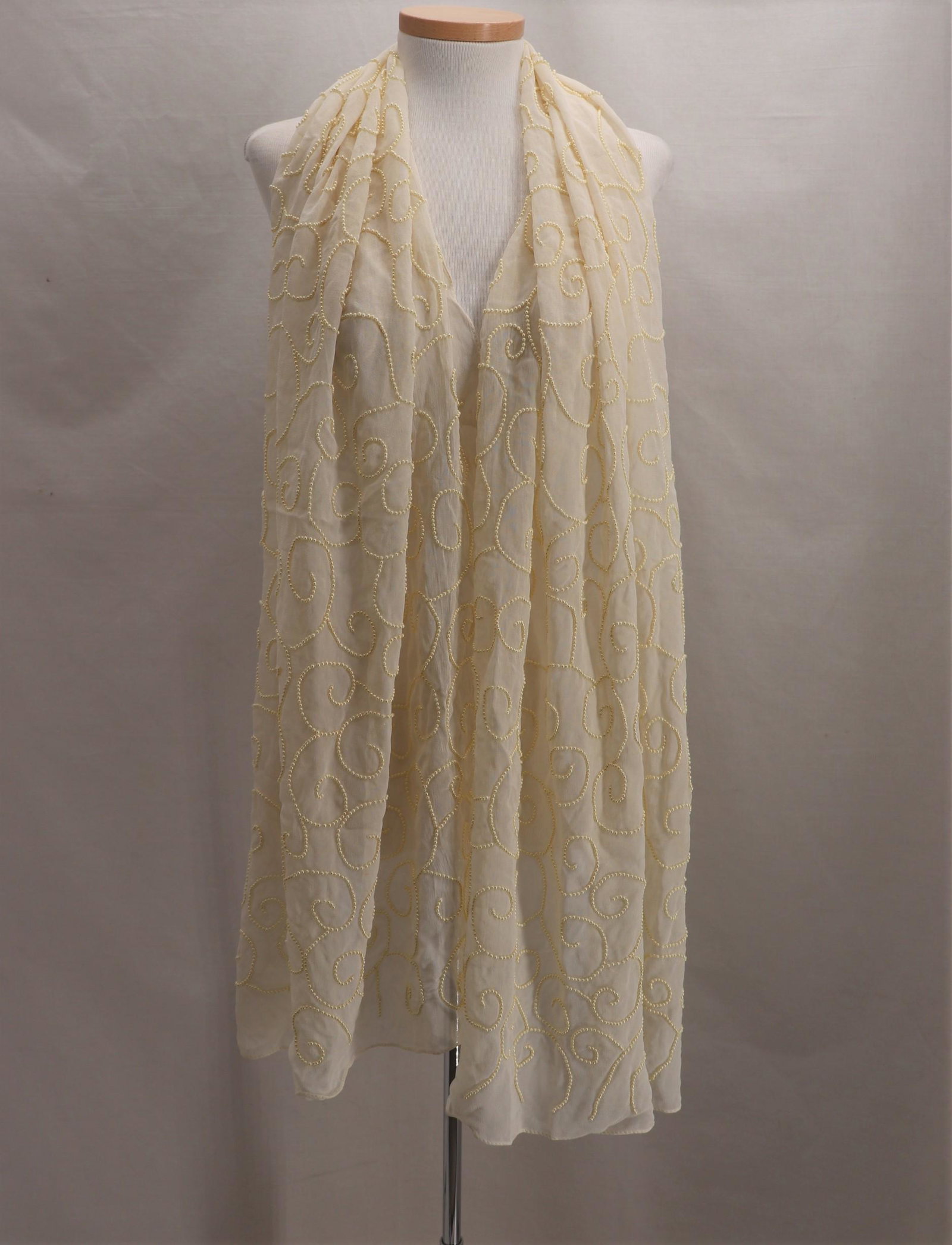 Vintage Rayon & Pearl Beaded Shaw.: very nice beading throughout