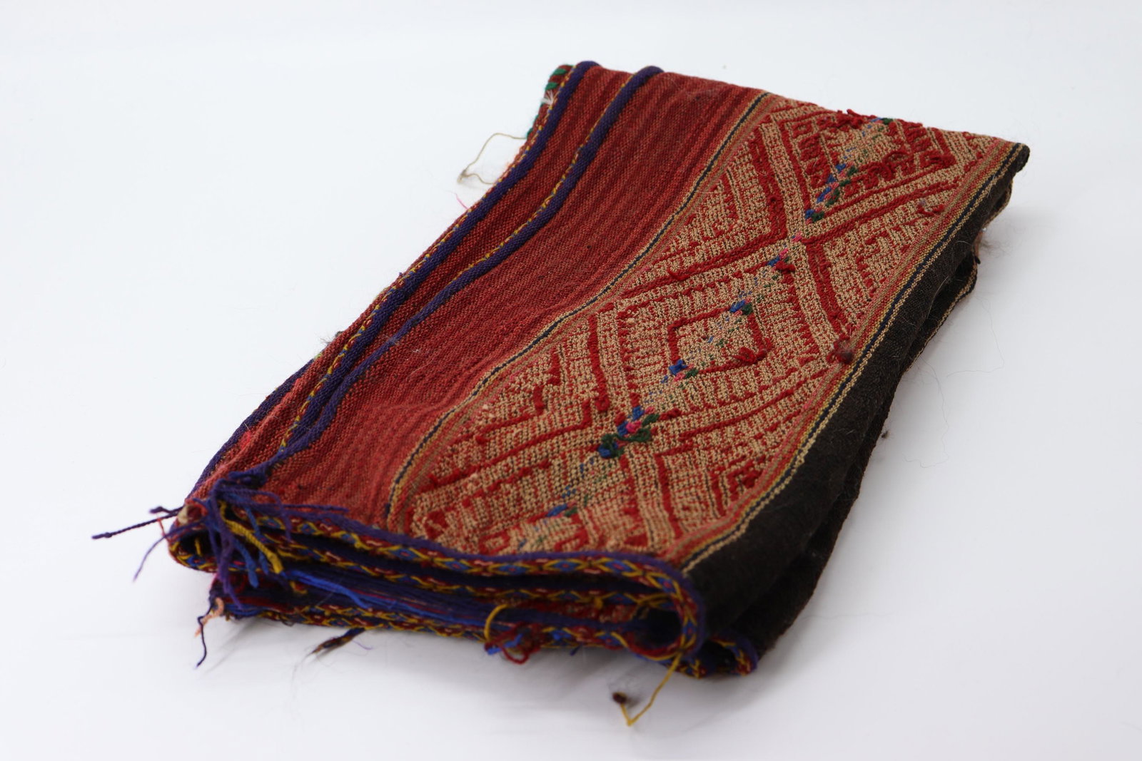 Antique South Western Carpet/Rug: throw rug size approx. 33 1/2 x 32 1/2, hand woven has some loose or broken threads, see photo's