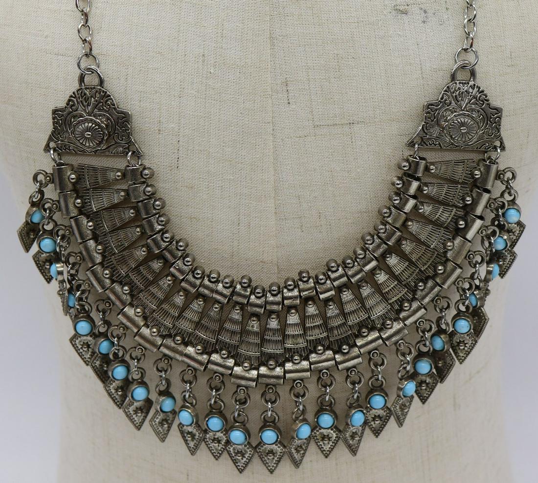 Egyptian Style Bid Statement Necklace with Blue Beads (1 of 7)