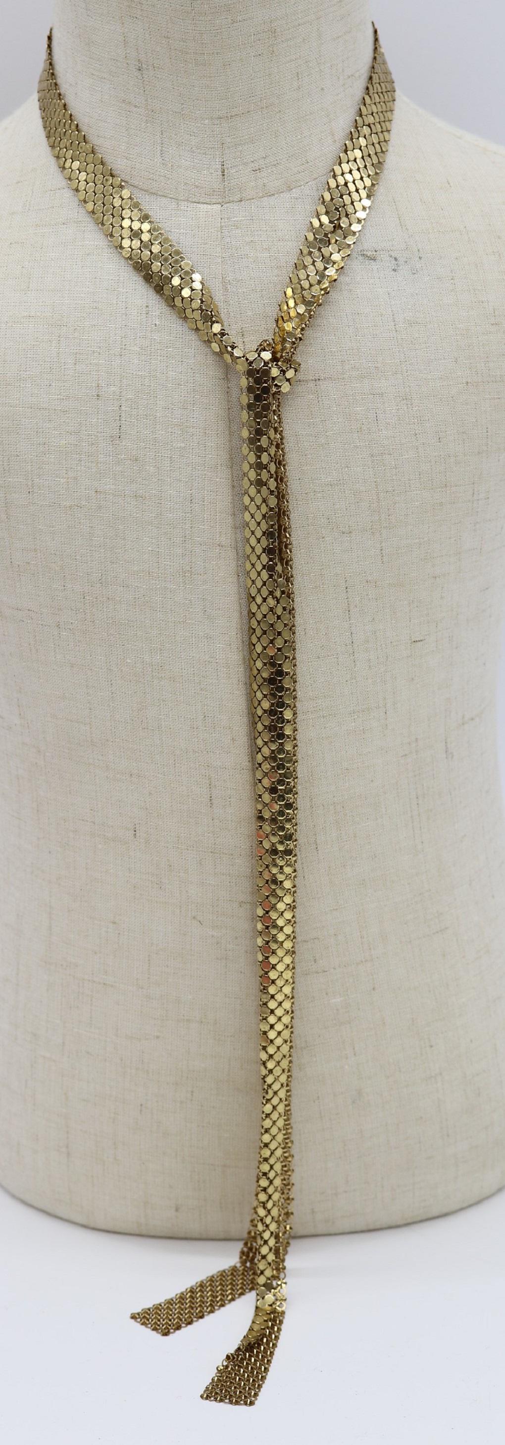 Vintage Gold Mesh Scarf Tie Style Long Necklace, (1 of 5)