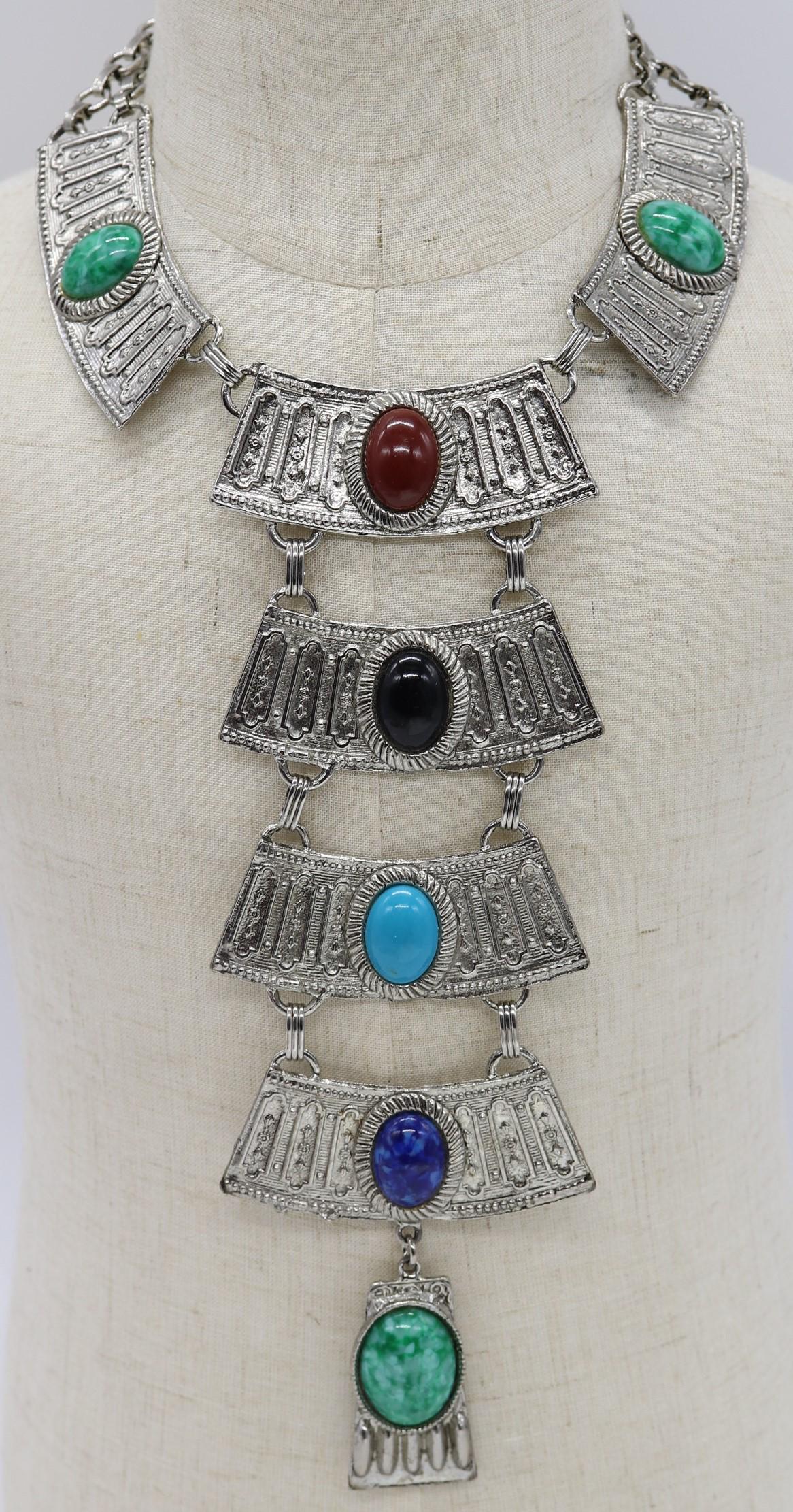 Egyptian Style Statement Necklace with Stones (1 of 6)