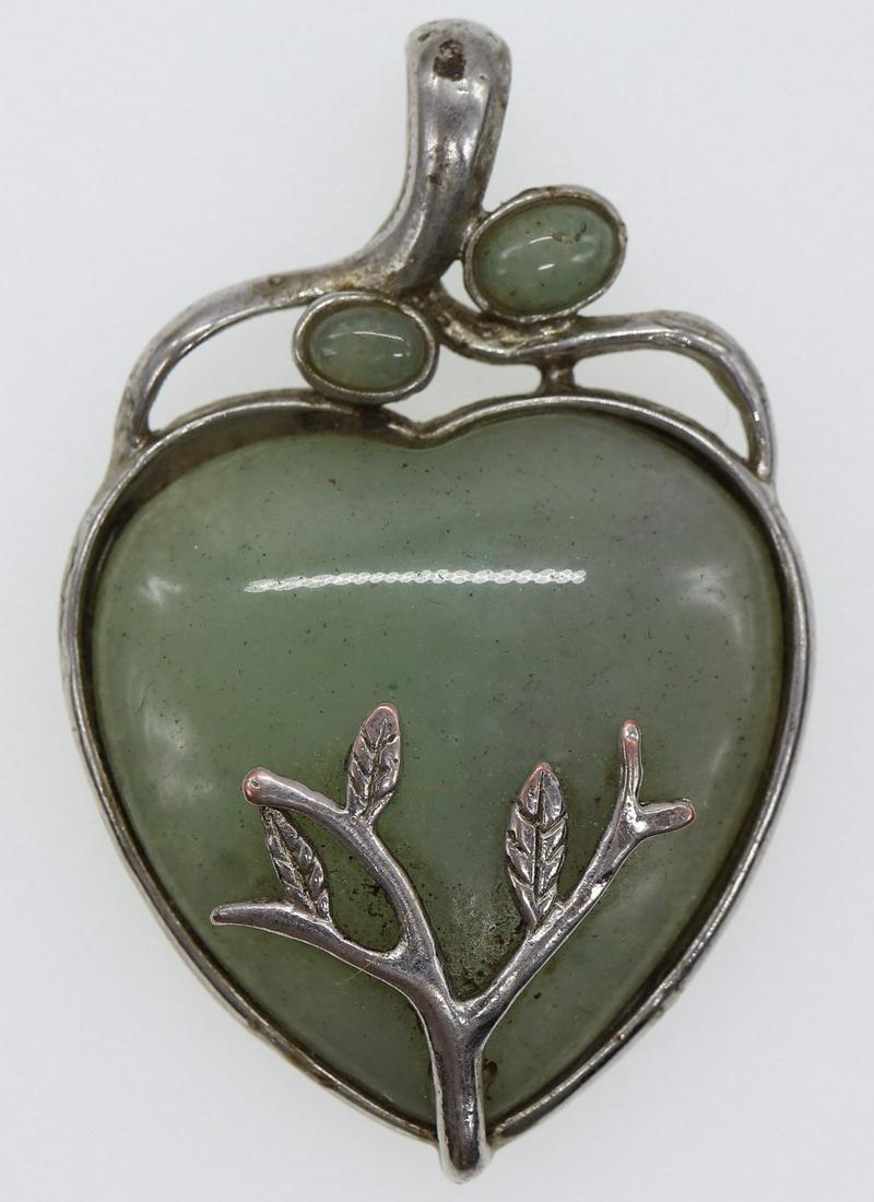 Large Light Green Jade Stone Apple Heart Pendant (1 of 4)