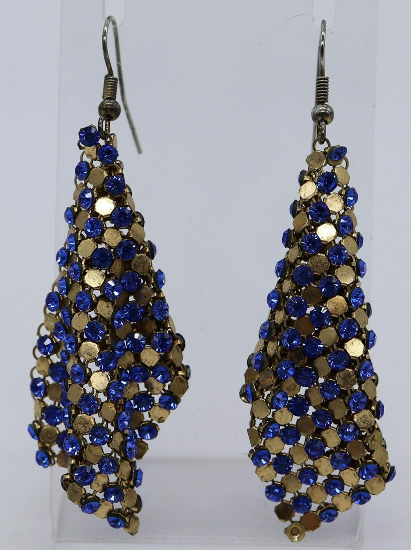 Vintage Blue Crystal & Mesh Whiting & Davis Earrings (1 of 4)