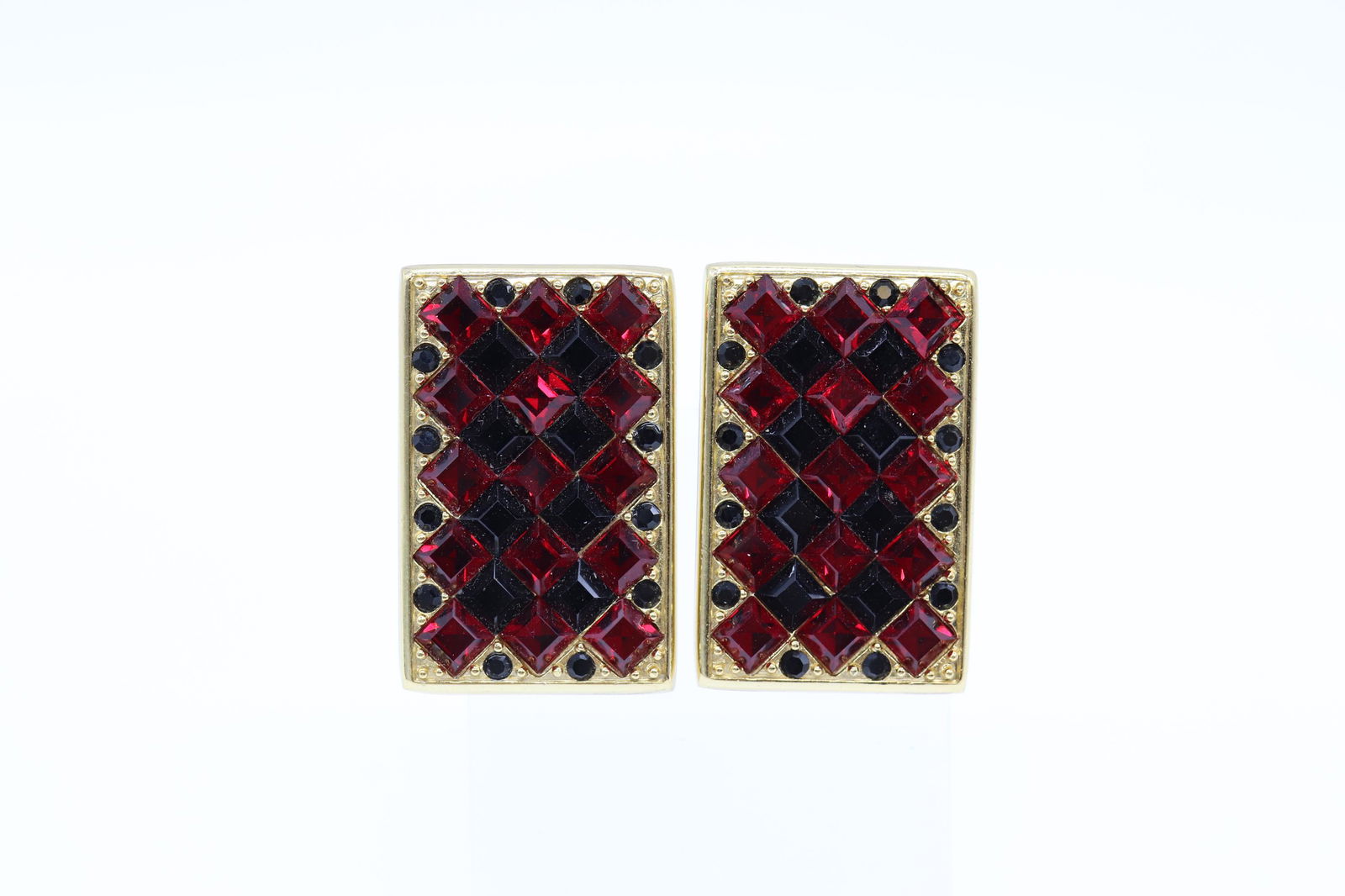 Vintage Whiting & Davis Earrings with Red & Black (1 of 5)