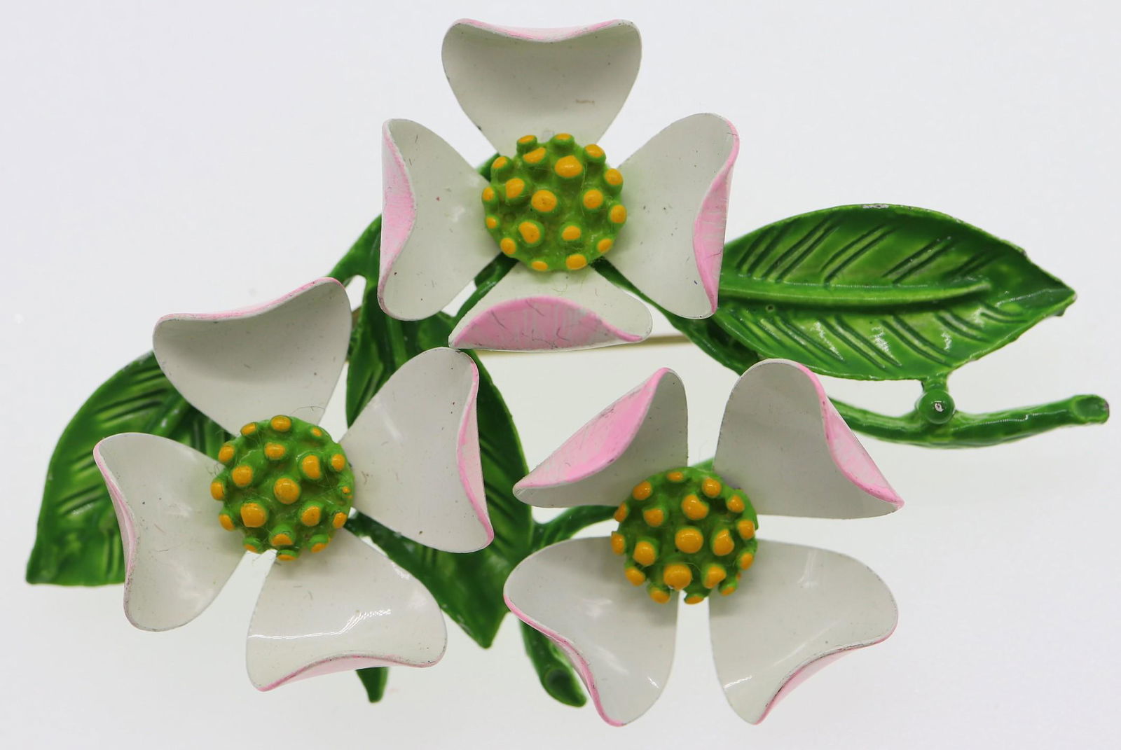 Vintage Enamel Painted Flower Brooch (1 of 6)