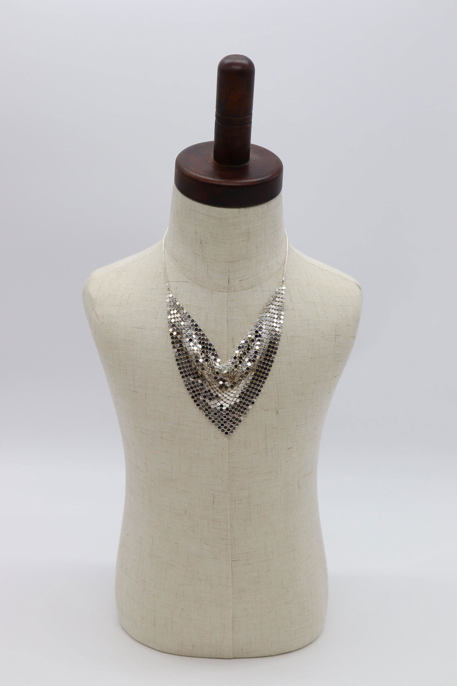 Vintage Silver Tone Mesh Bib Necklace, Whiting & Davis (1 of 7)