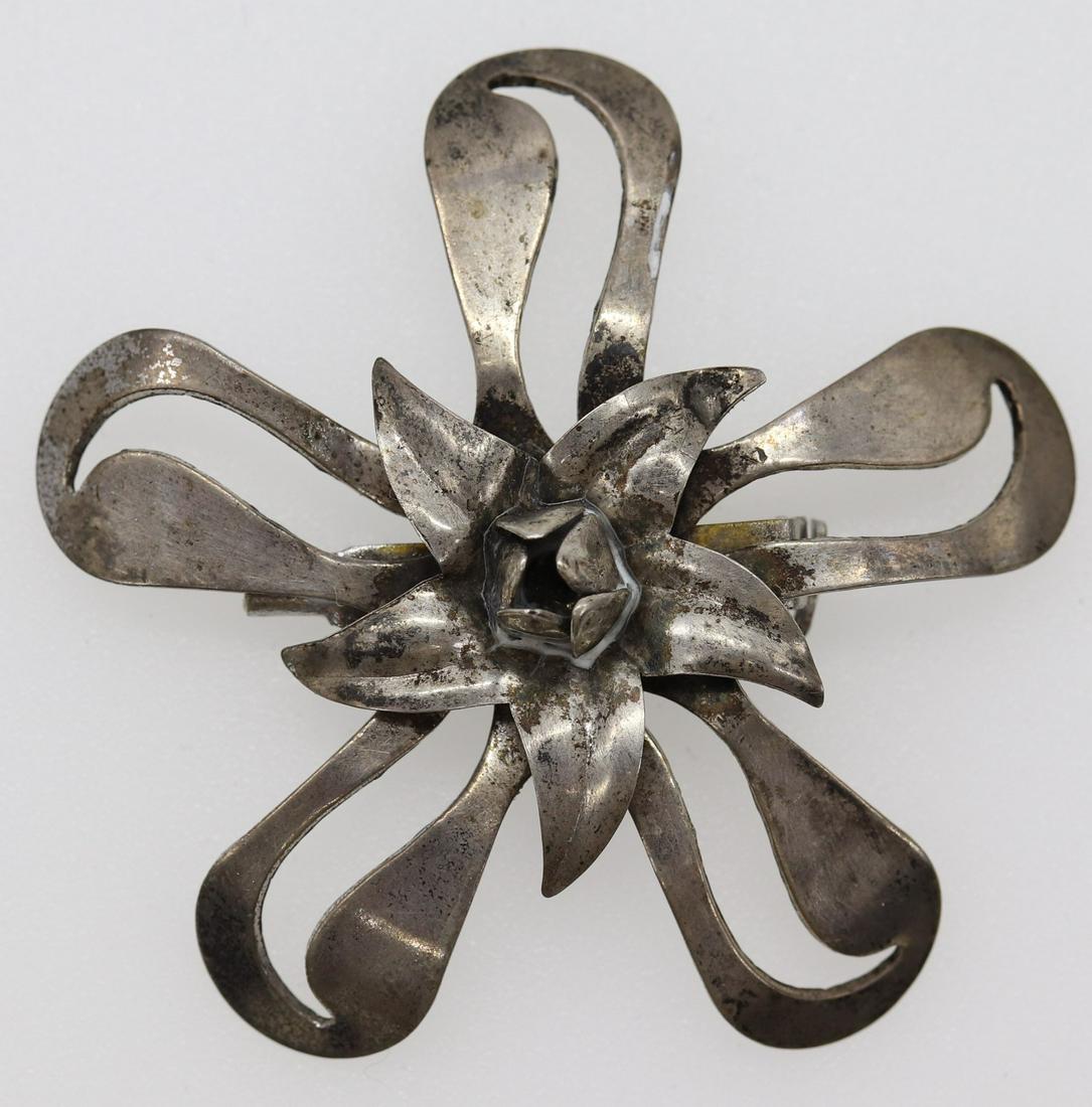 Vintage Sterling Silver Coro Brooch with Flower center (1 of 4)