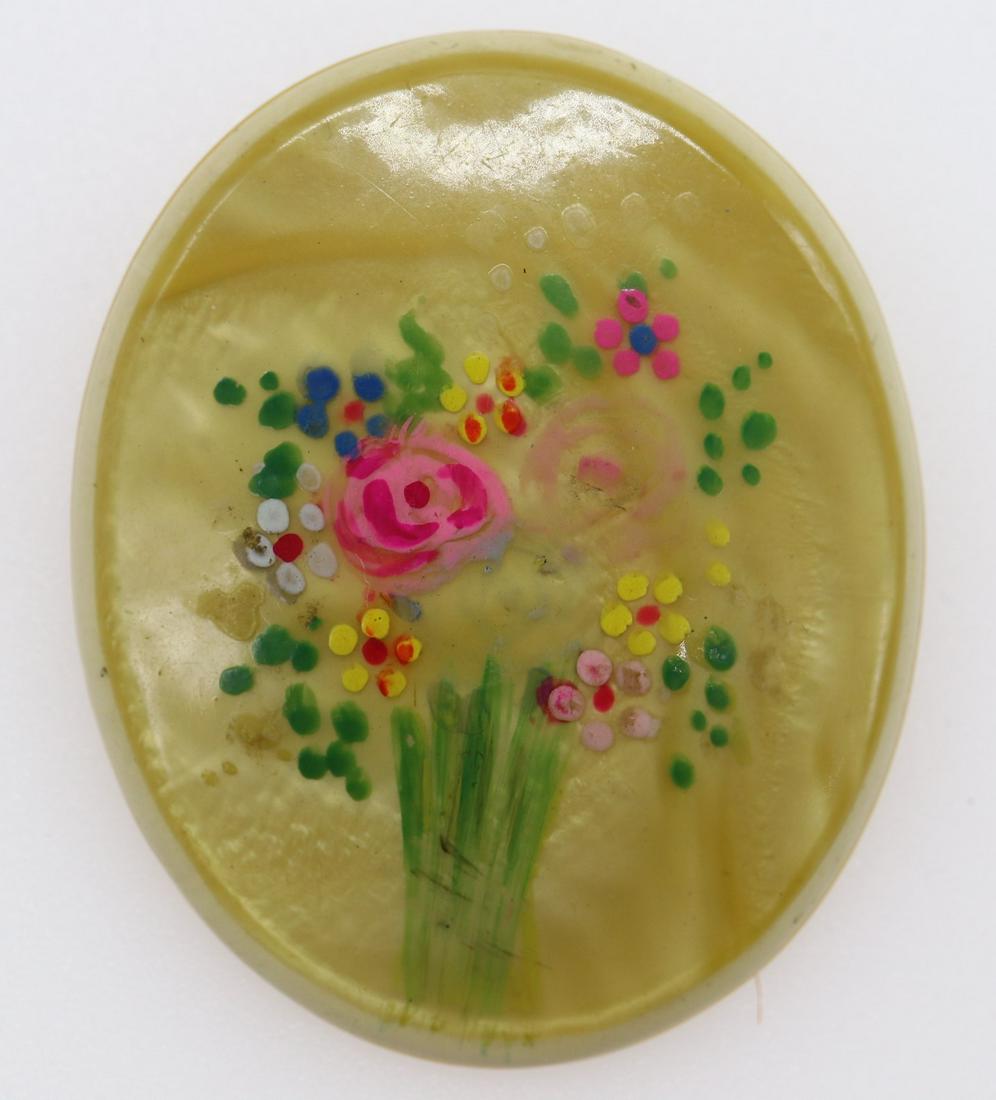 Antique 1910's Hand Painted Celluloid Brooch (1 of 4)