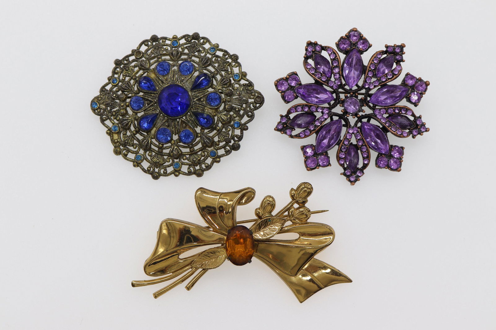 Lot of 3 Vintage Brooches with Large Stones (1 of 13)