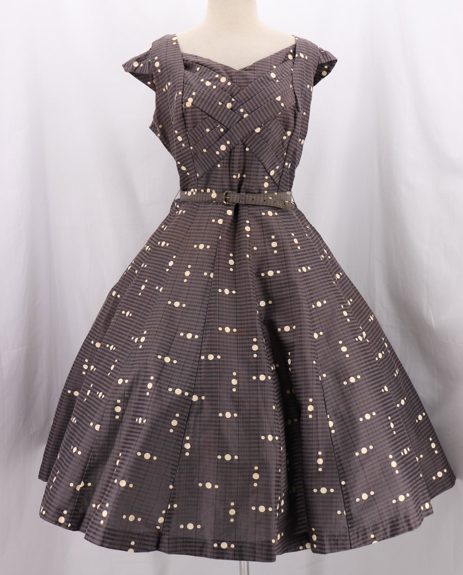 Vintage 1950's Stripped Polka-Dot Cotton Circle Skirt (1 of 9)
