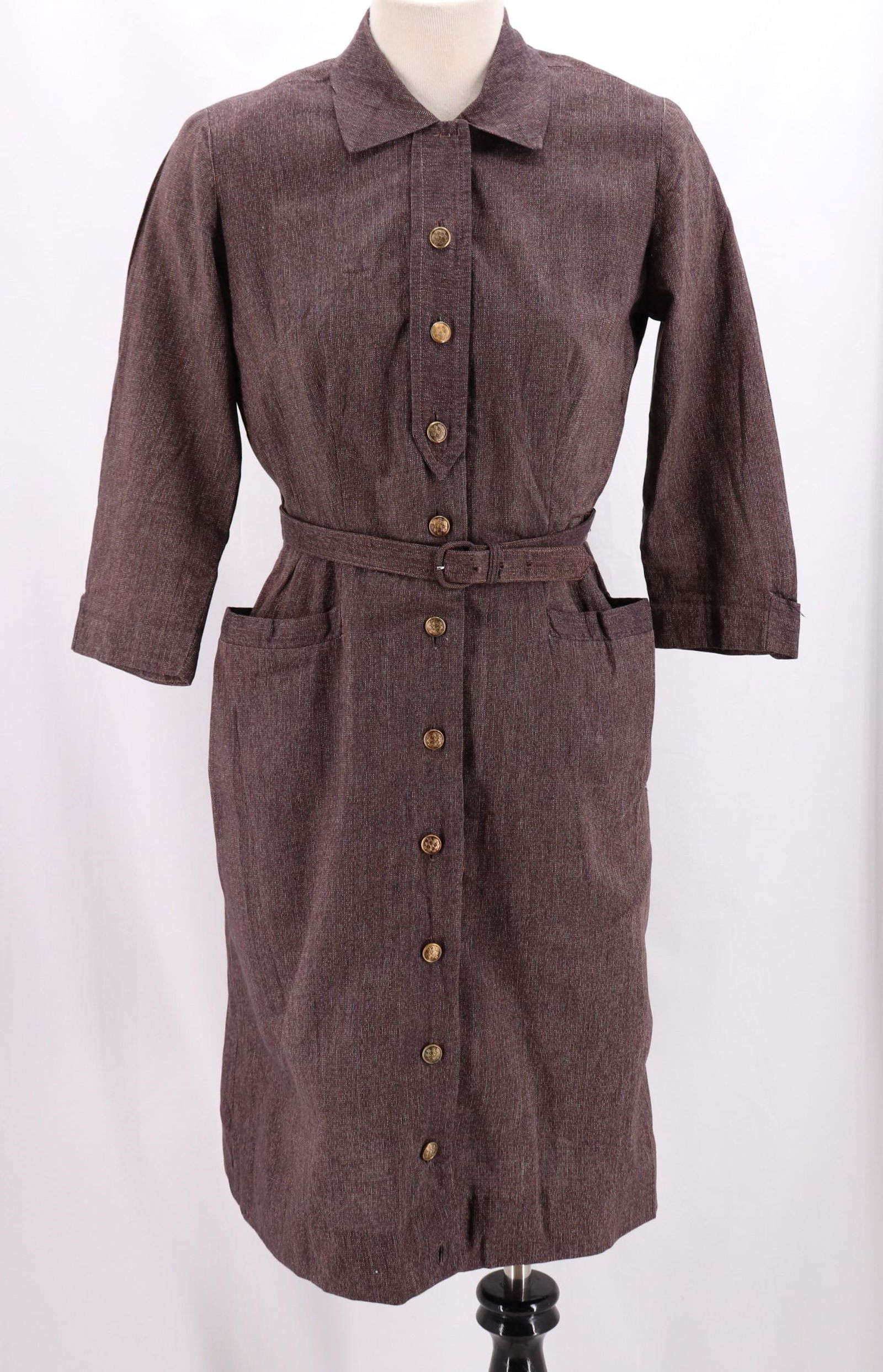Vintage Brown Wool Shirt Waist Dress (1 of 10)
