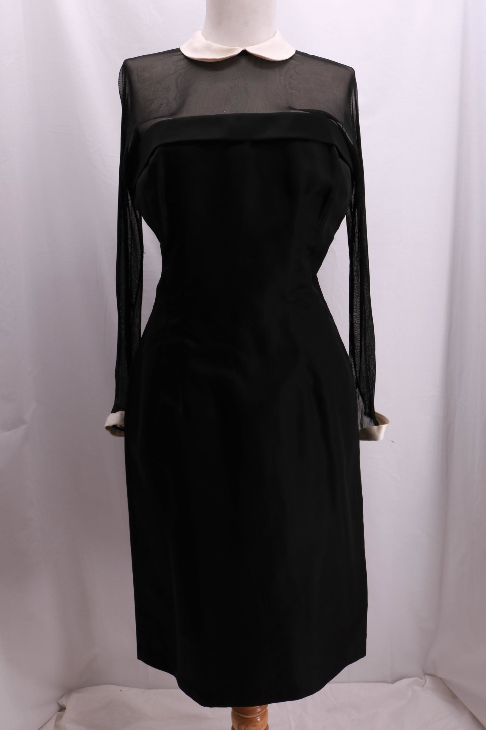 Vintage 1950's Black Rayon & Sheer Cocktail Dress, Mr. (1 of 7)