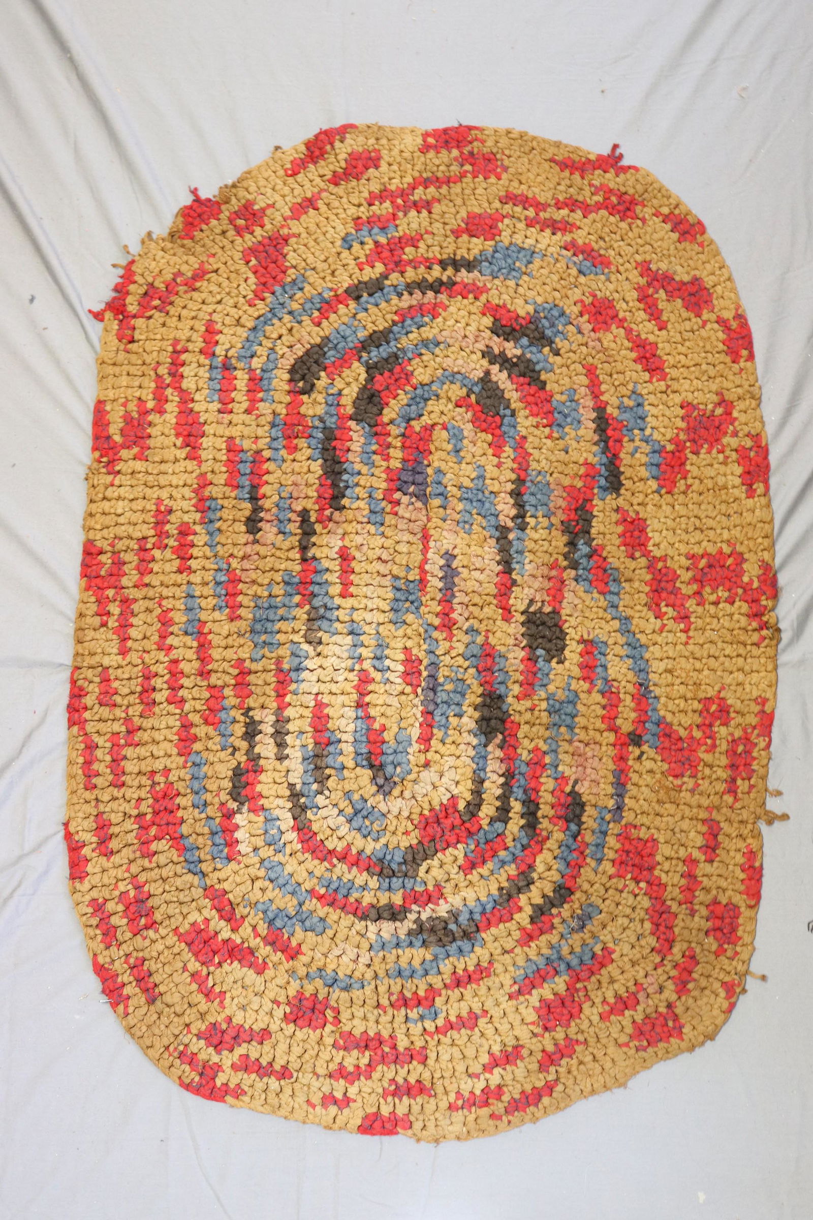 Vintage Hand Braided Folk Art Rag Rug (1 of 5)