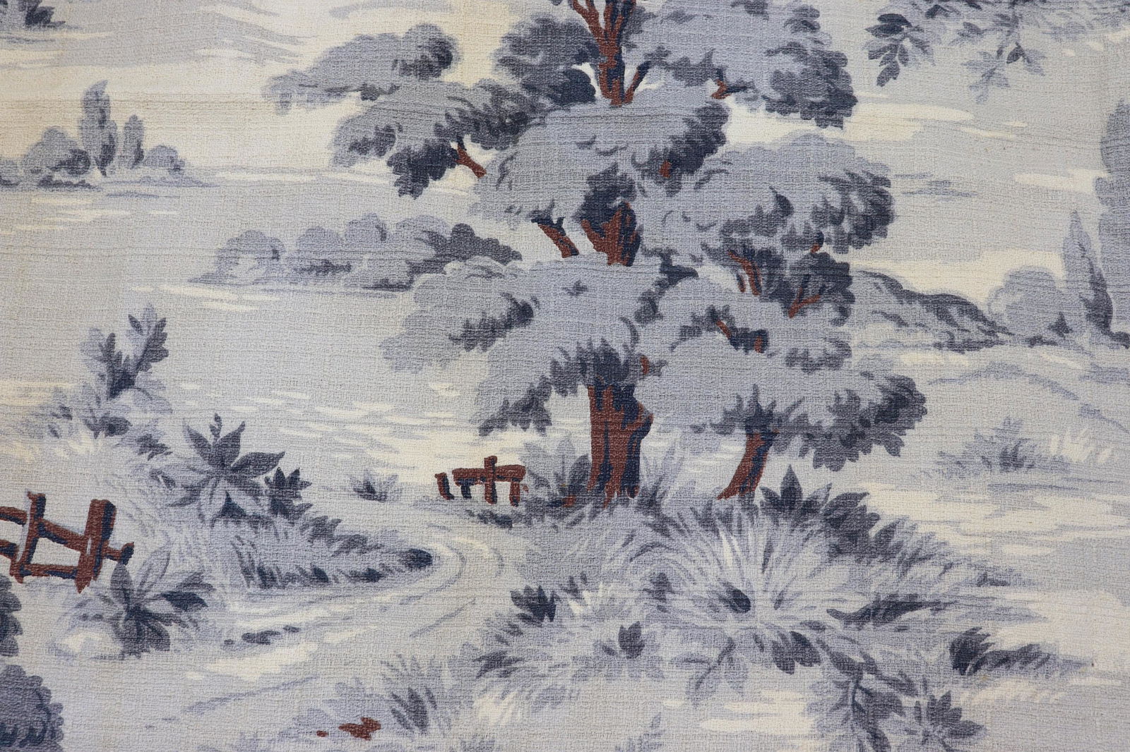 Pair Vintage Bark Cloth Curtain Drapes (1 of 4)