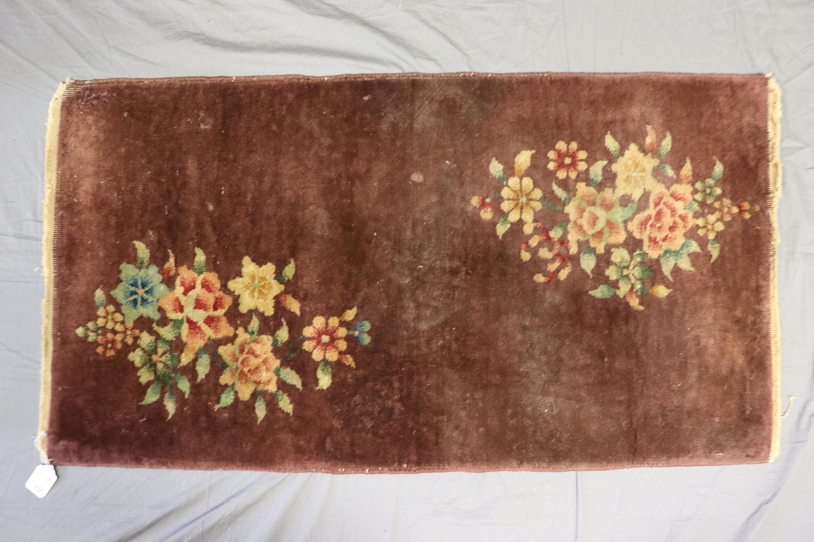 Vintage Asian Wool Carpet with Flowers (1 of 9)