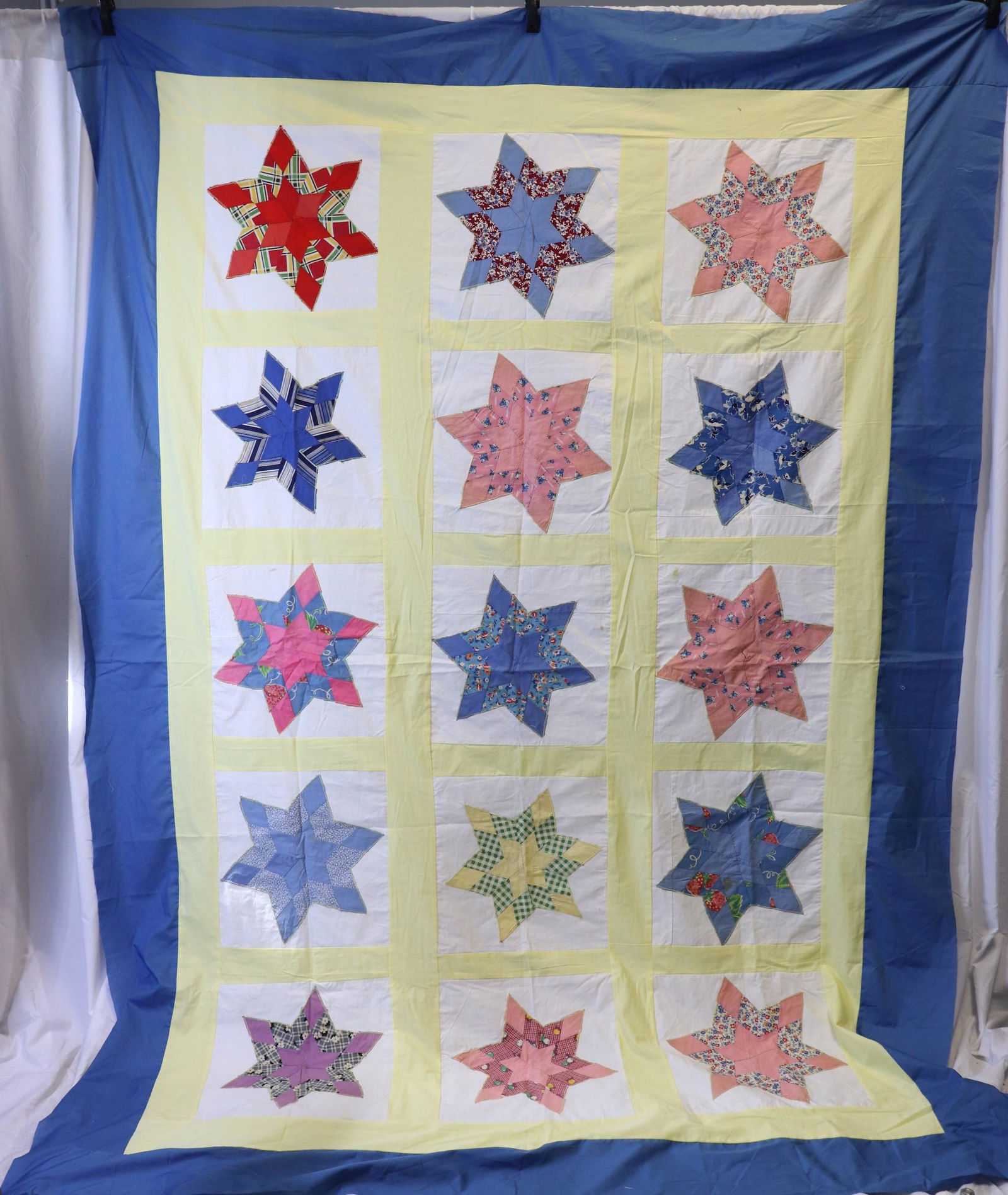 Vintage 1940's Double Star Variation Quilt Top (1 of 11)