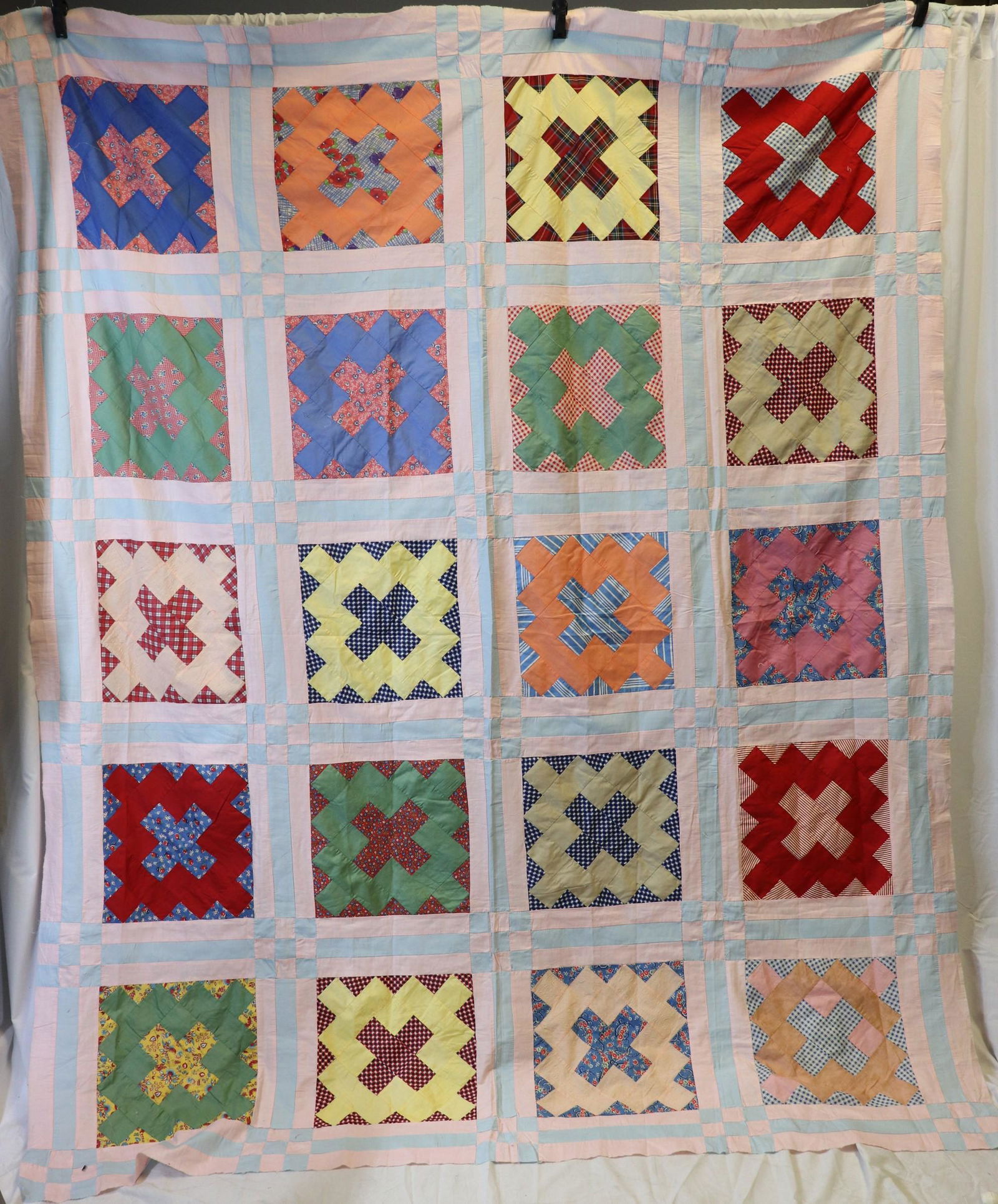 Vintage 1940's Feed Sack Quilt Top (1 of 5)