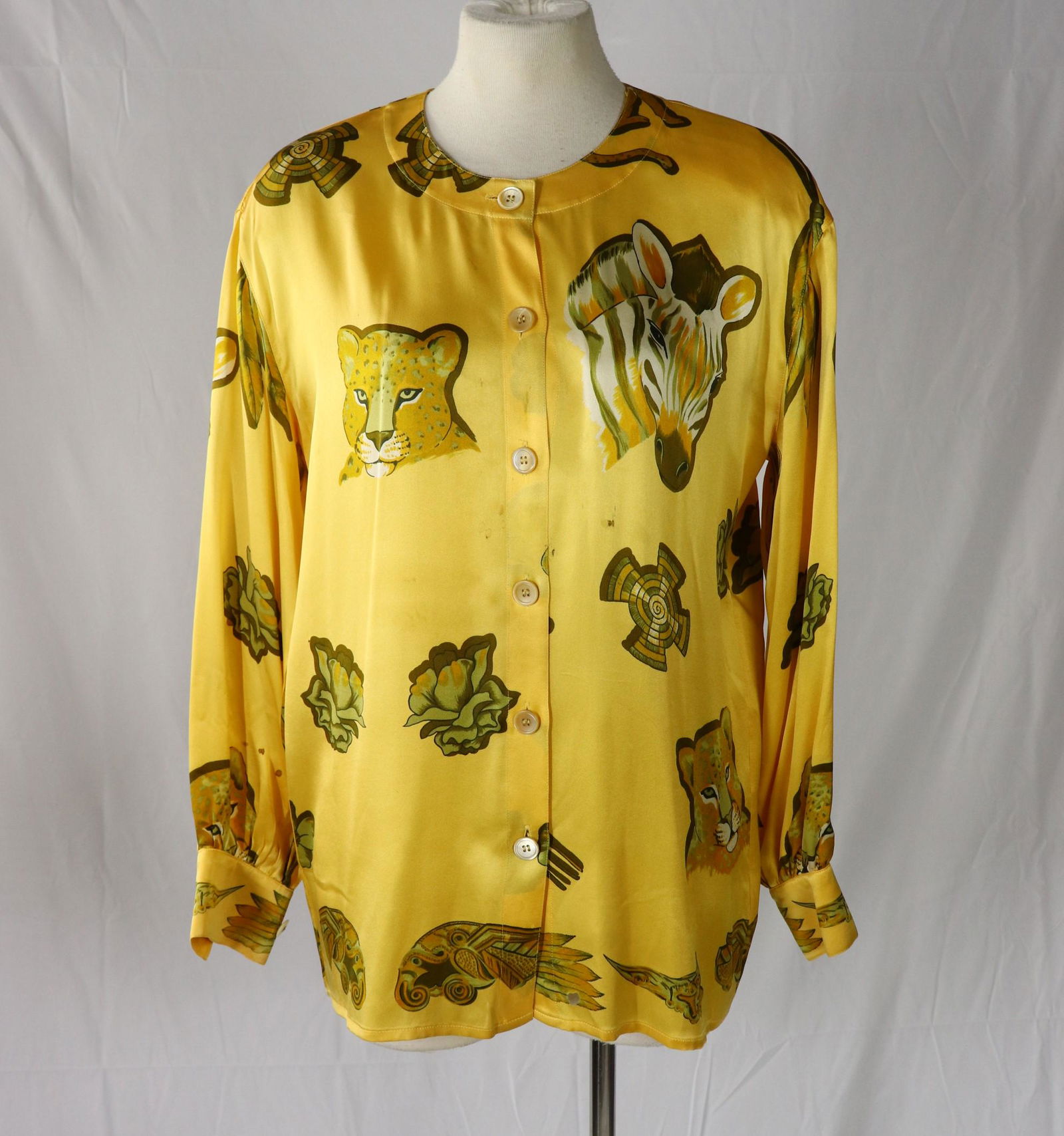 Vintage 1980's Escada Silk Blouse with Safari Print (1 of 17)