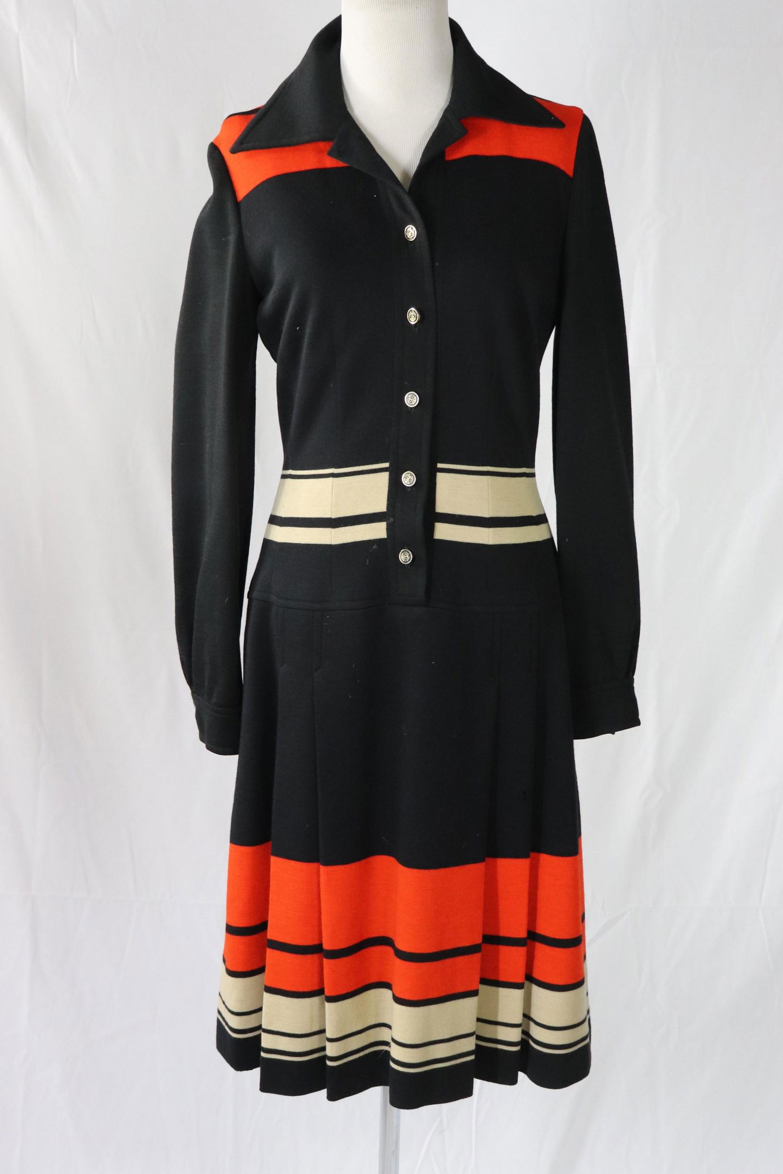 Vintage 1970's Wool Color Block Dress (1 of 14)