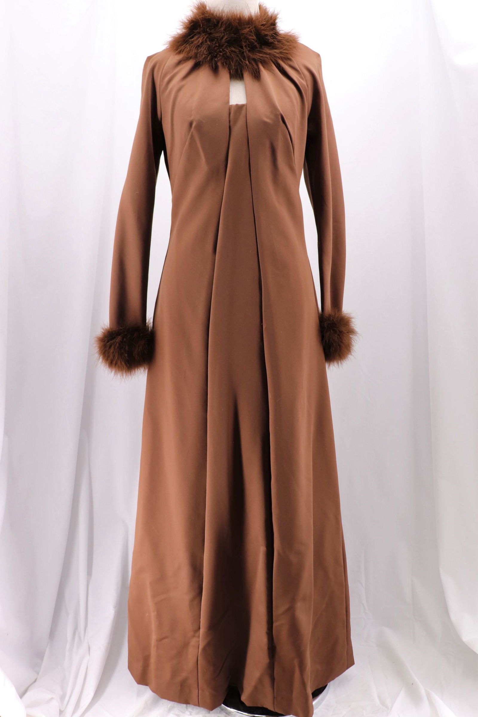 Vintage 1970's Brown Feather Maxi Dress (1 of 11)
