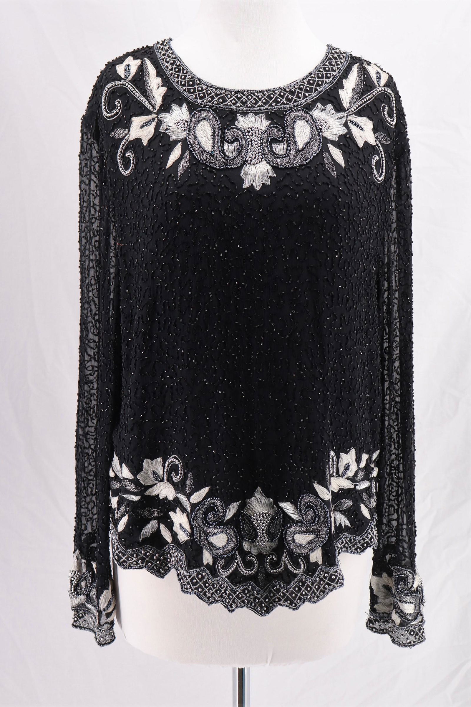 Vintage 1980's Draper's & Damon's Silk Beaded Blouse (1 of 14)