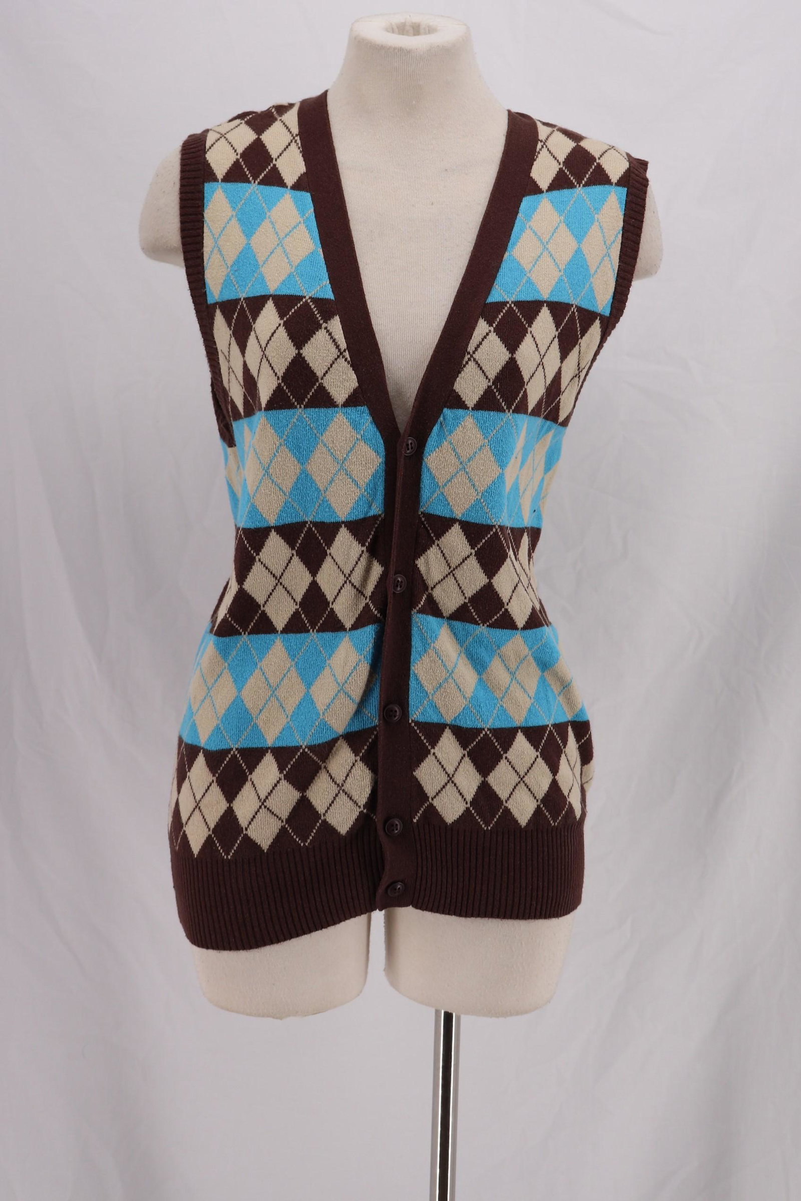 Vintage 1950/60's Men's Argyle Cardigan Vest by Fink: V-neck button front vest by fink, approx. 36 chest with lots of stretch, good condition
