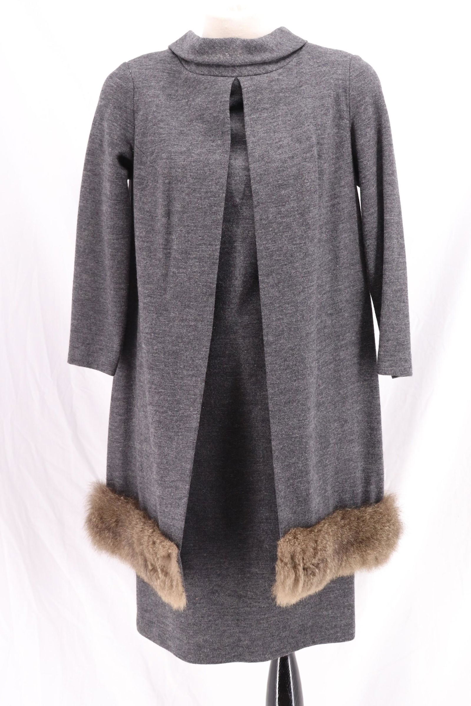 Vintage 1960's Gray Wool Wiggle Dress & attached Coat (1 of 12)