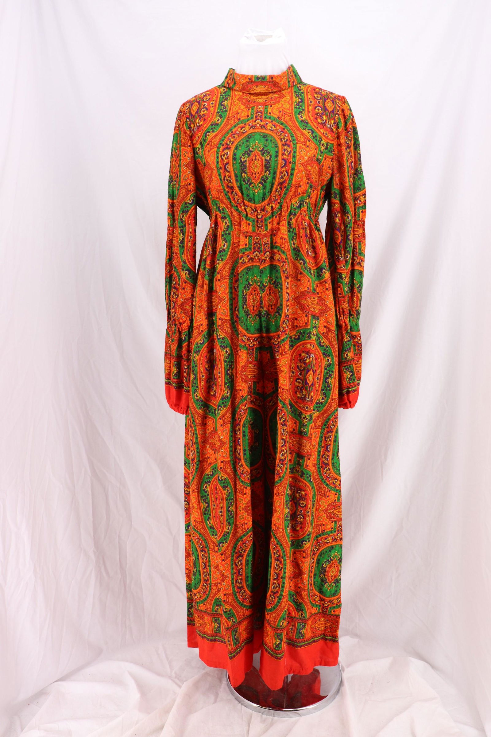 Vintage 1970's Orange Paisley Palazzo Jump Suit (1 of 13)