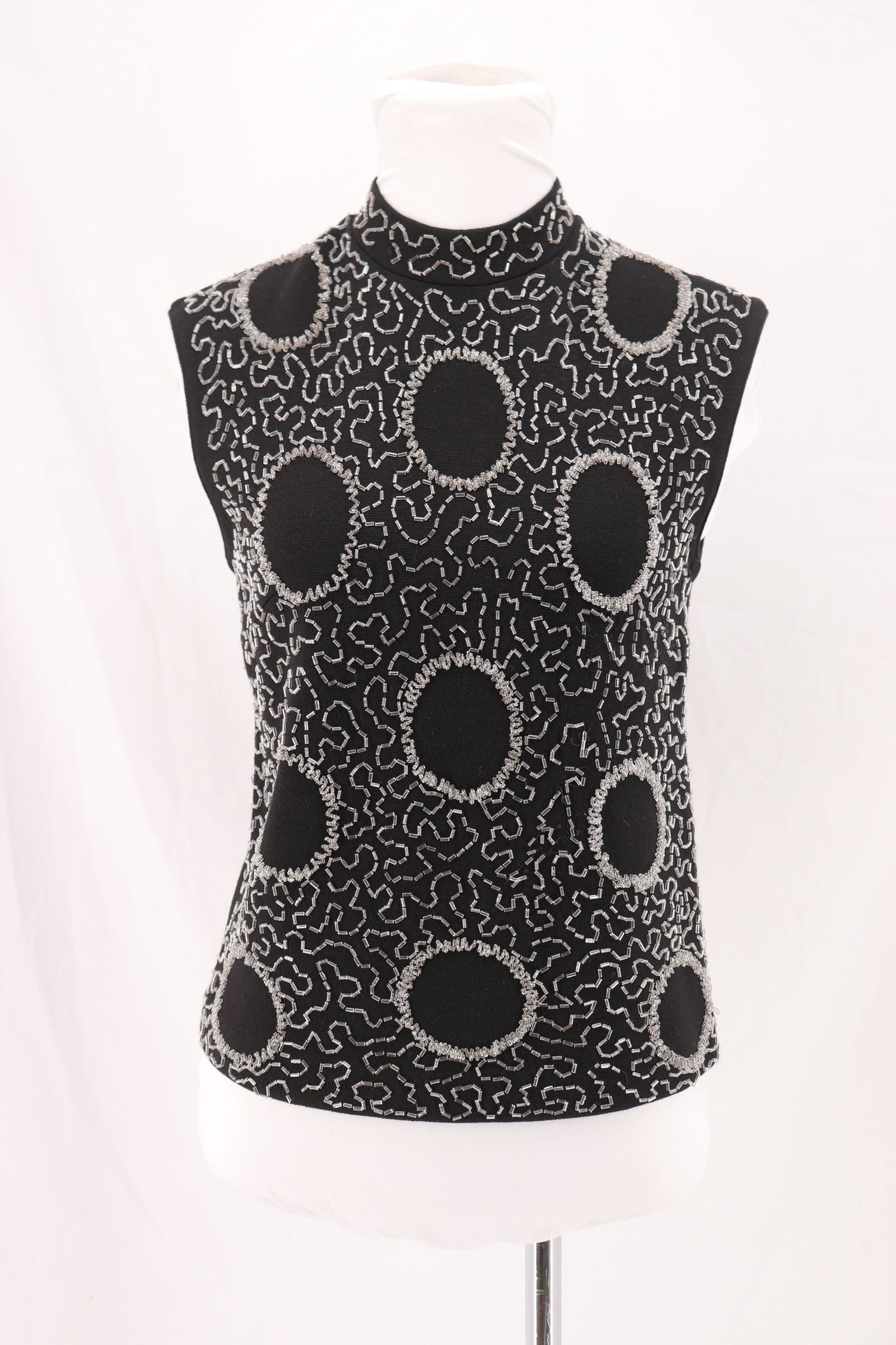 Vintage 1960's CABOT Black Wool Knit Beaded Ladies Top (1 of 11)