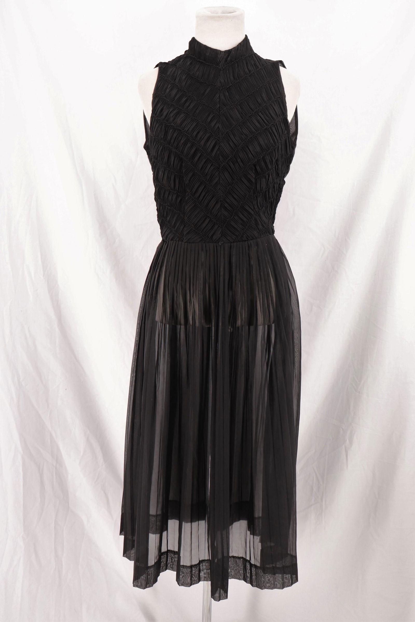Vintage 1950's Sheer Black Ruched Party Dress (1 of 12)