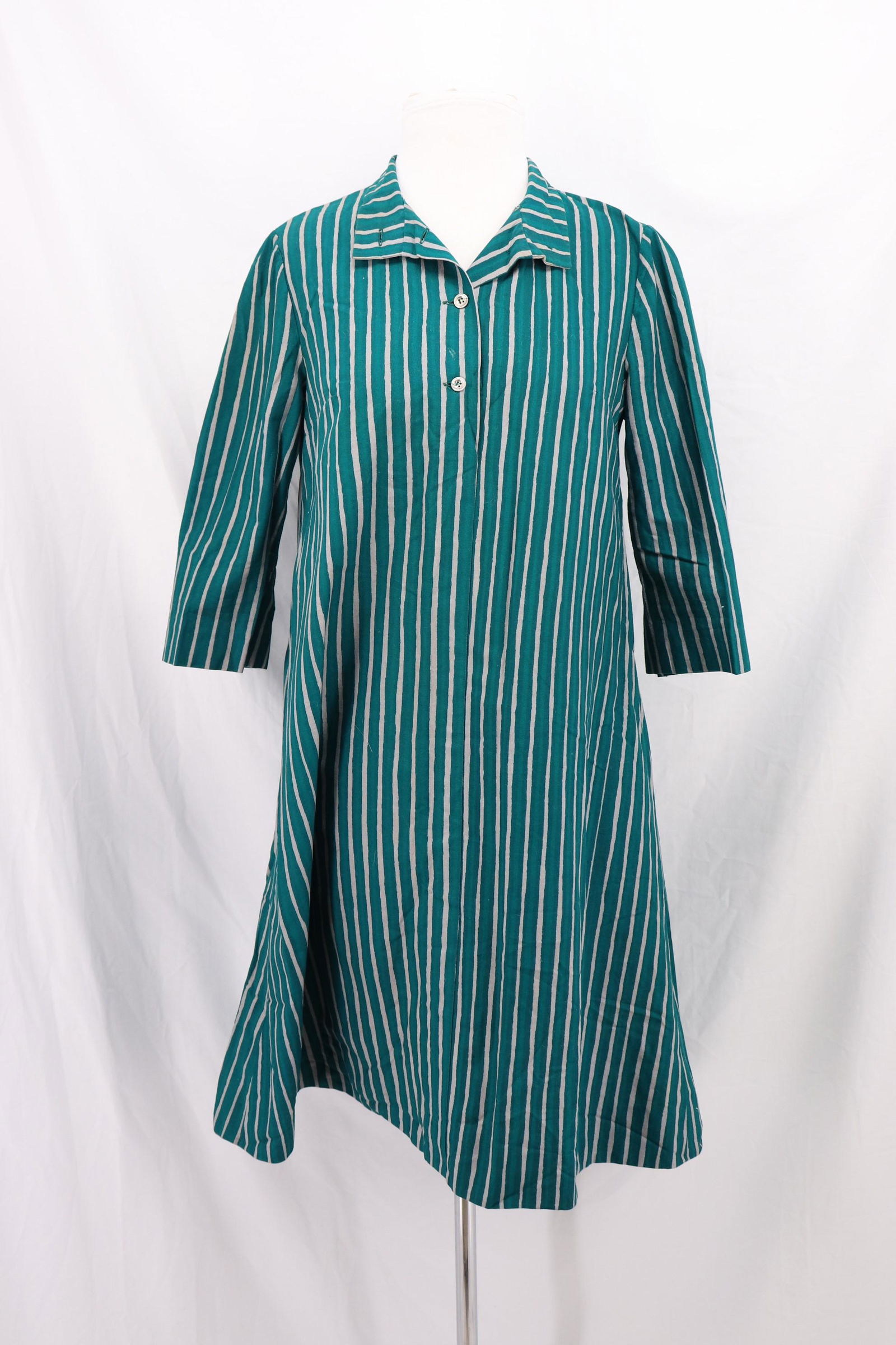 Vintage 1960's MARIMEKKO Green Cotton Stripped Beach (1 of 12)