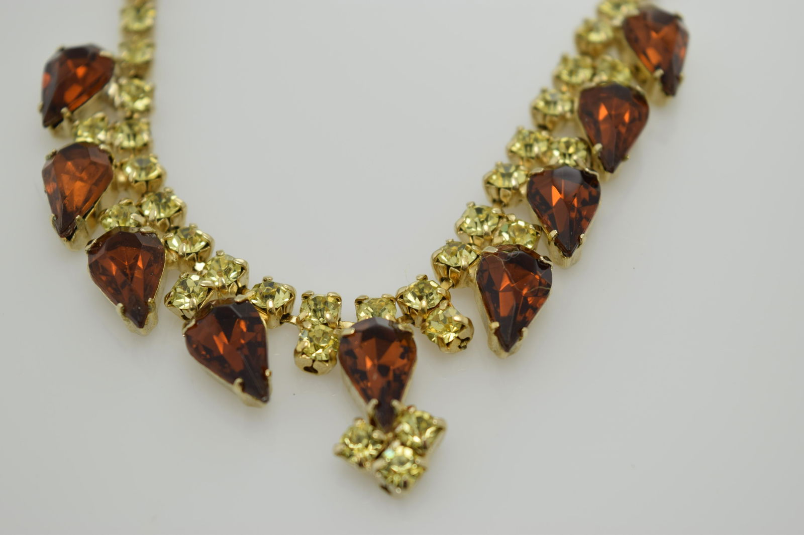 A vintage necklace of amber and yellow rhinestones. (1 of 3)