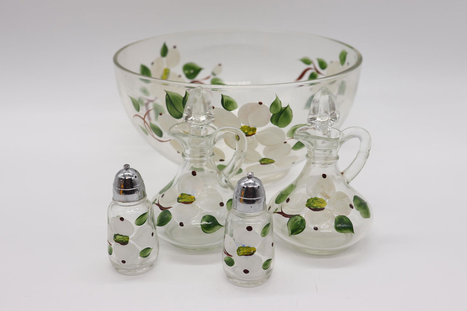 Vintage 1950's Anchor Hocking Hand Painted Salad Set (1 of 9)