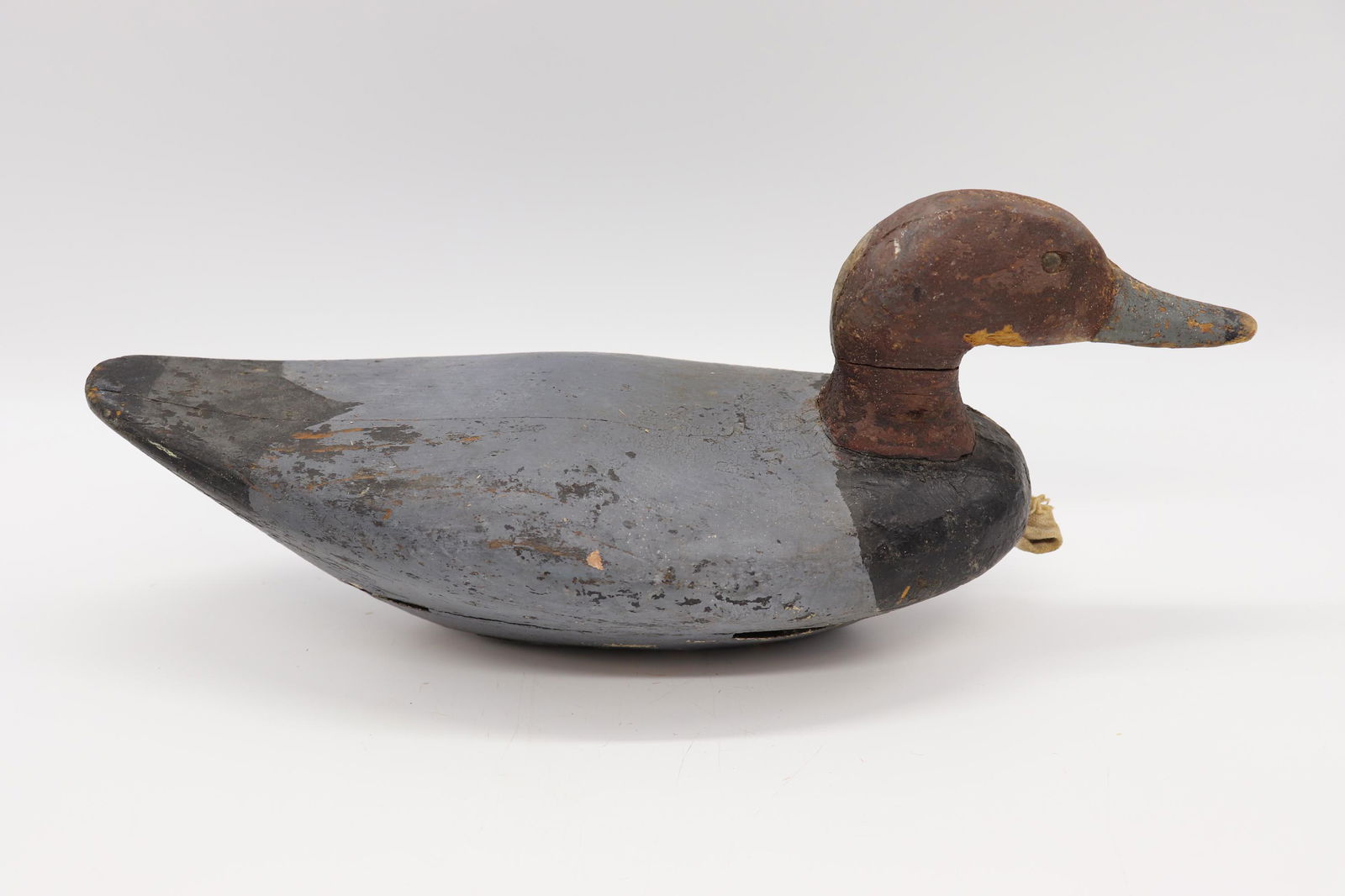 Antique Painted Wood Carved Duck Decoy Signed Smith (1 of 5)