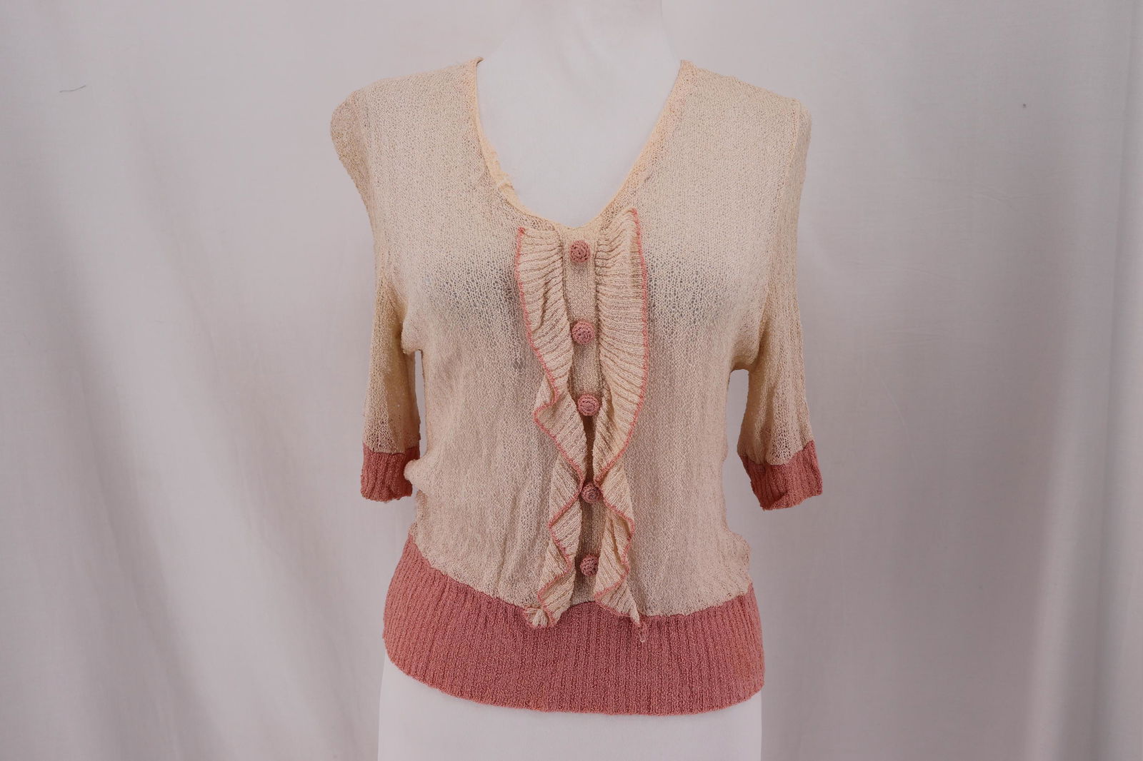 Vintage 1930's Pink Silk Knit Ladies Top (1 of 5)