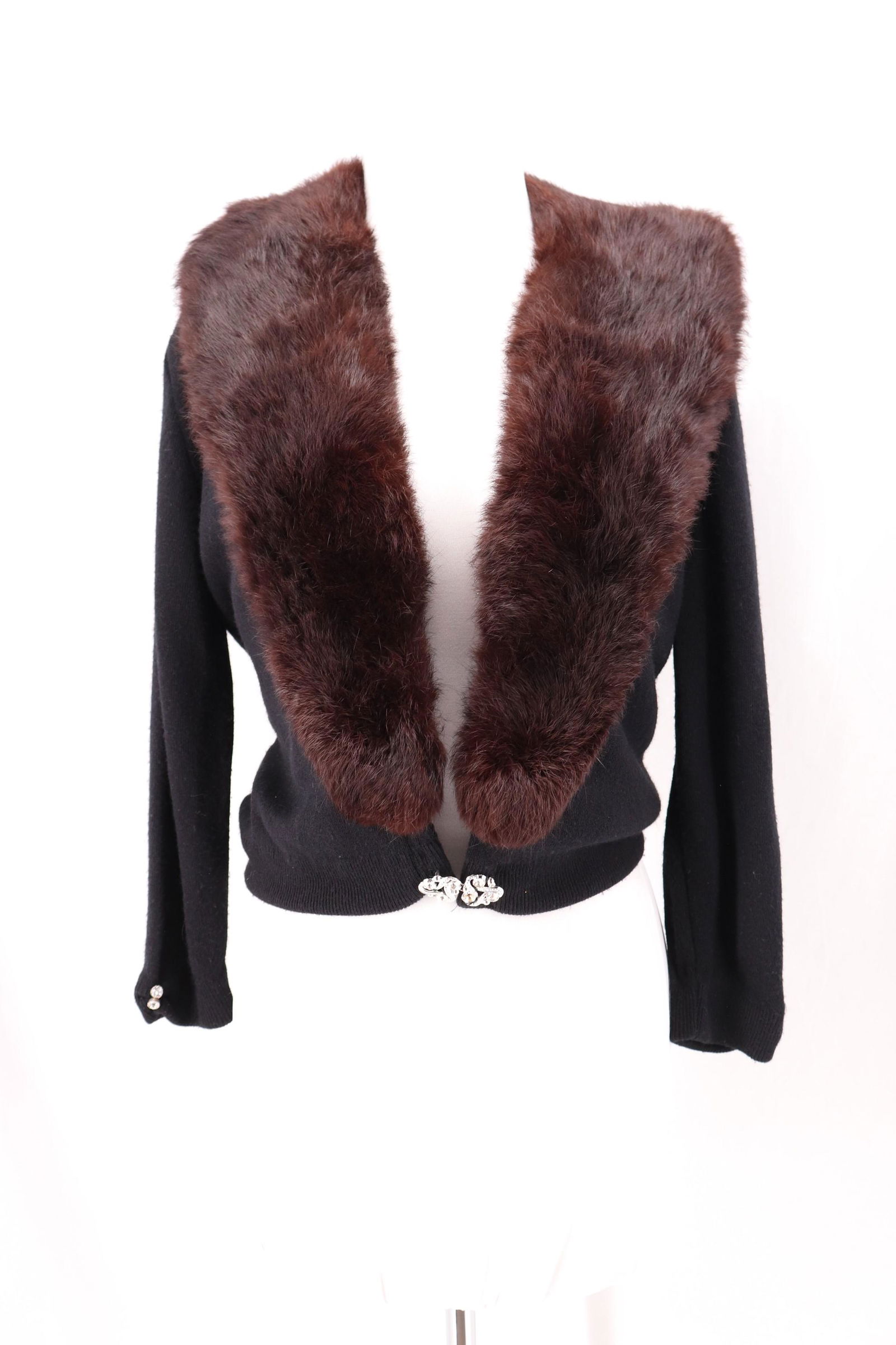 Vintage 1950's Orlon Ladies Black Cardigan Sweater with (1 of 8)